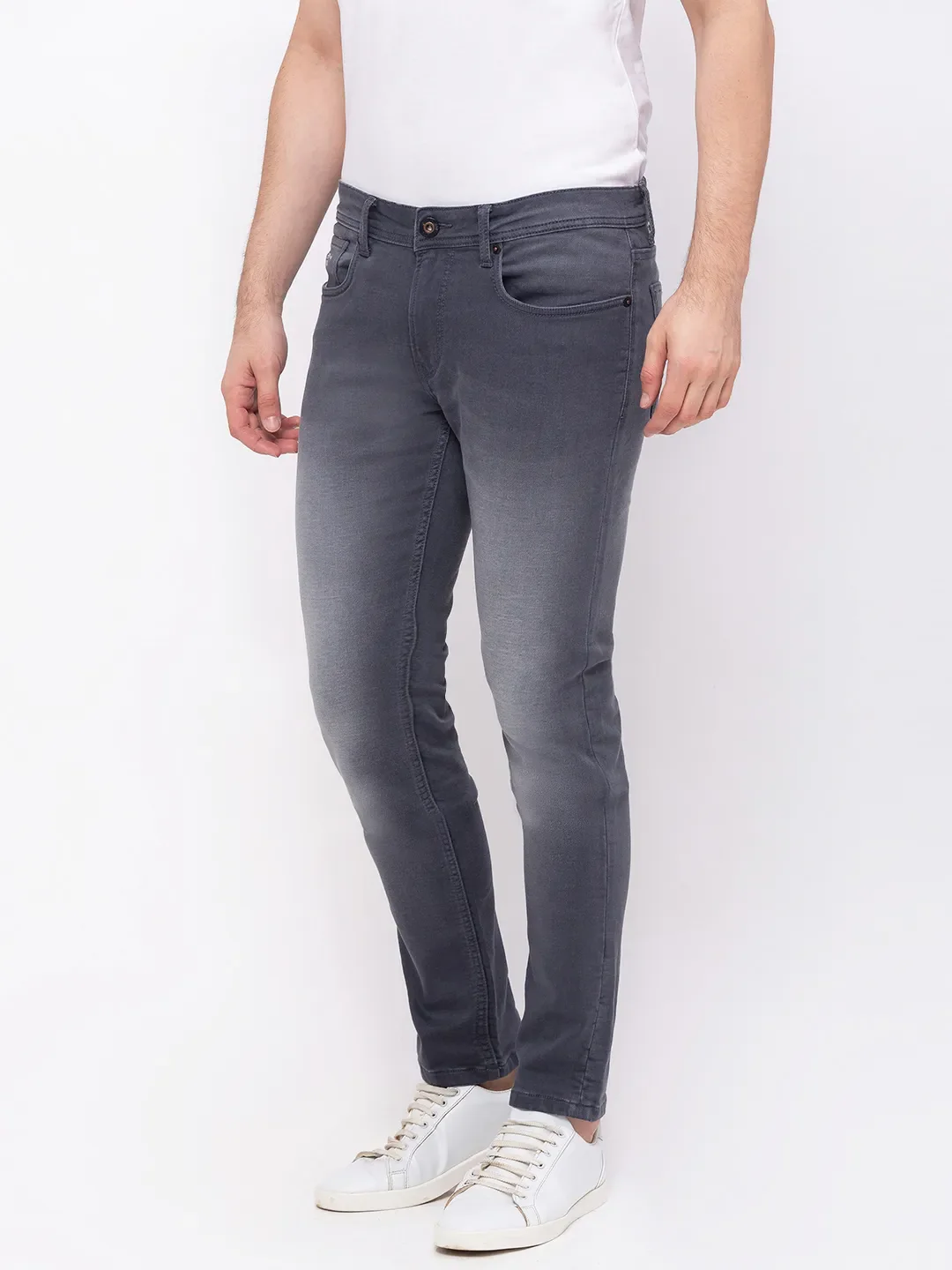 Grey Skinny Straight Fit Men's Denims by Being Human Clothing - Image 2