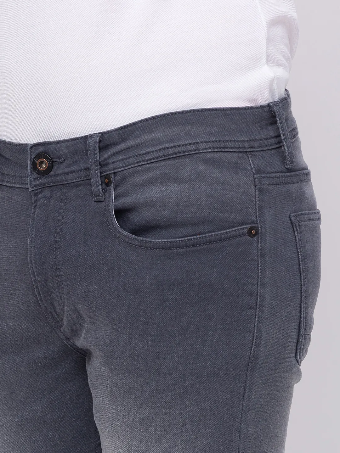 Grey Skinny Straight Fit Men's Denims by Being Human Clothing - Image 3