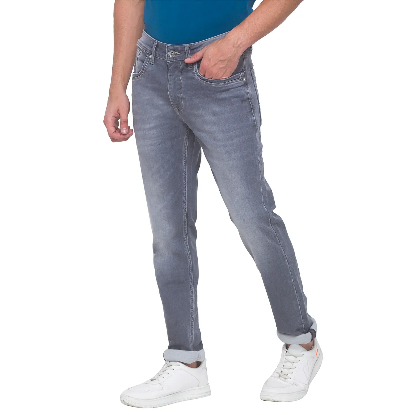 Grey Skinny Straight Fit Men's Denims by Being Human Clothing