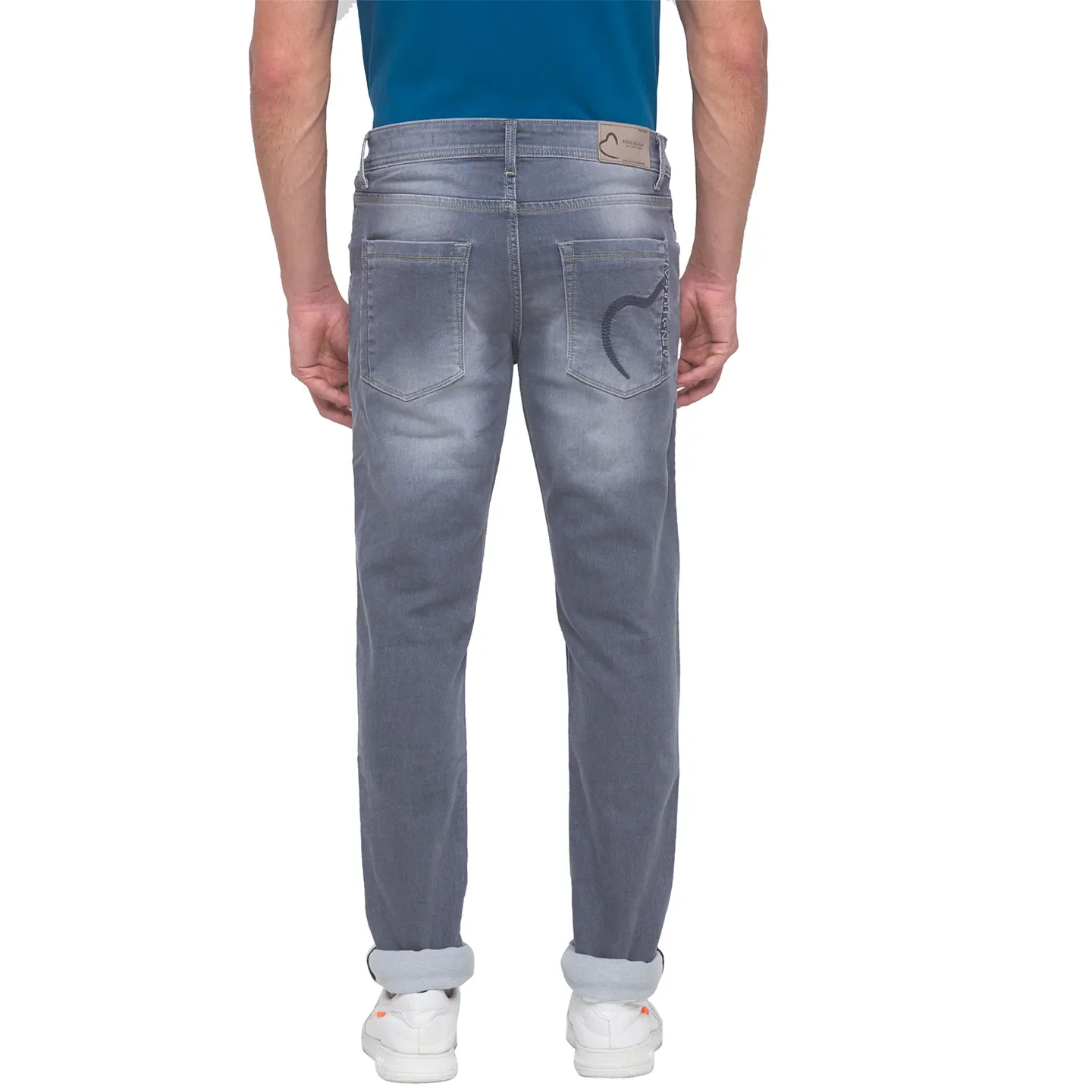 Grey Skinny Straight Fit Men's Denims by Being Human Clothing - Image 3