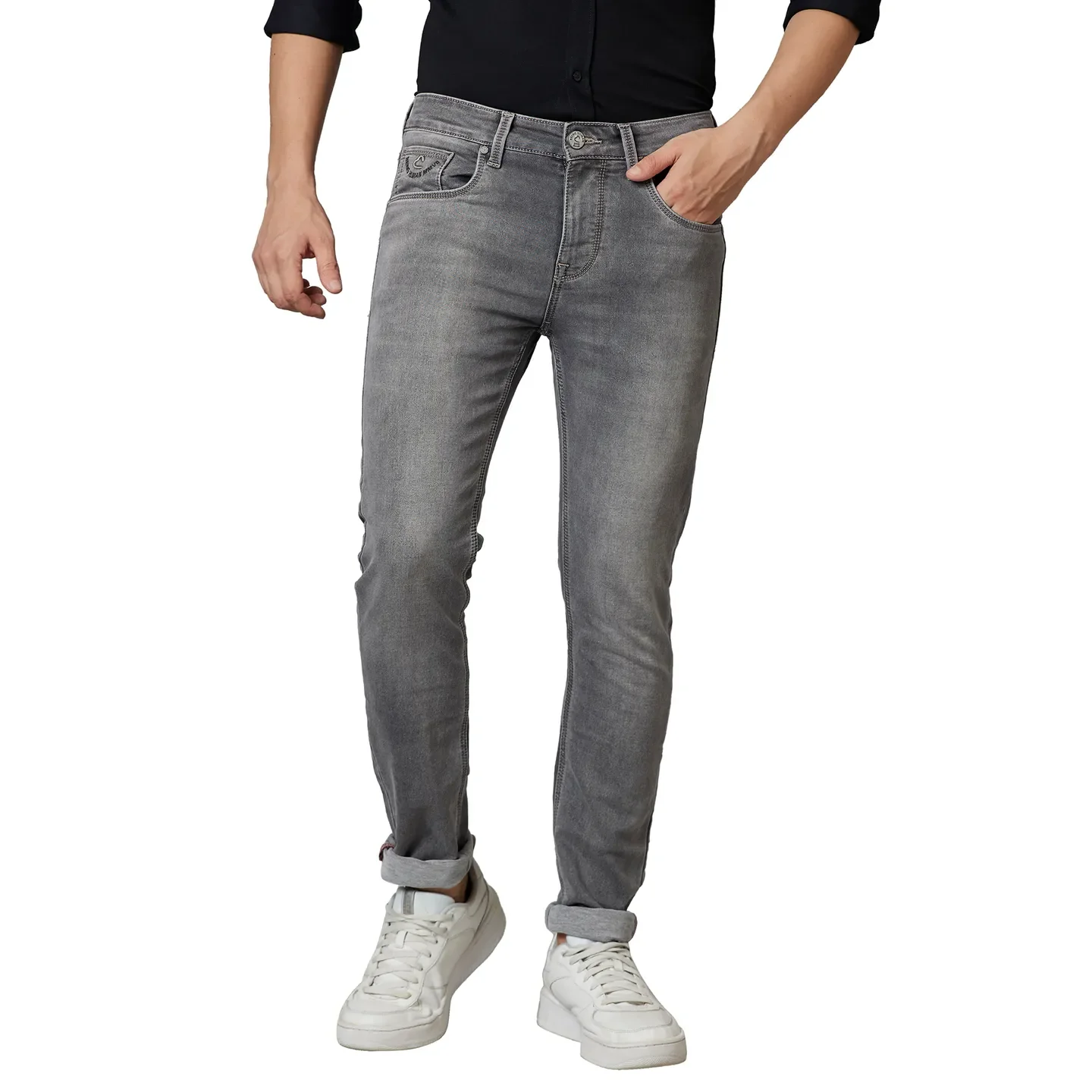 Grey Skinny Fit Denims For Men By Being Human Clothing