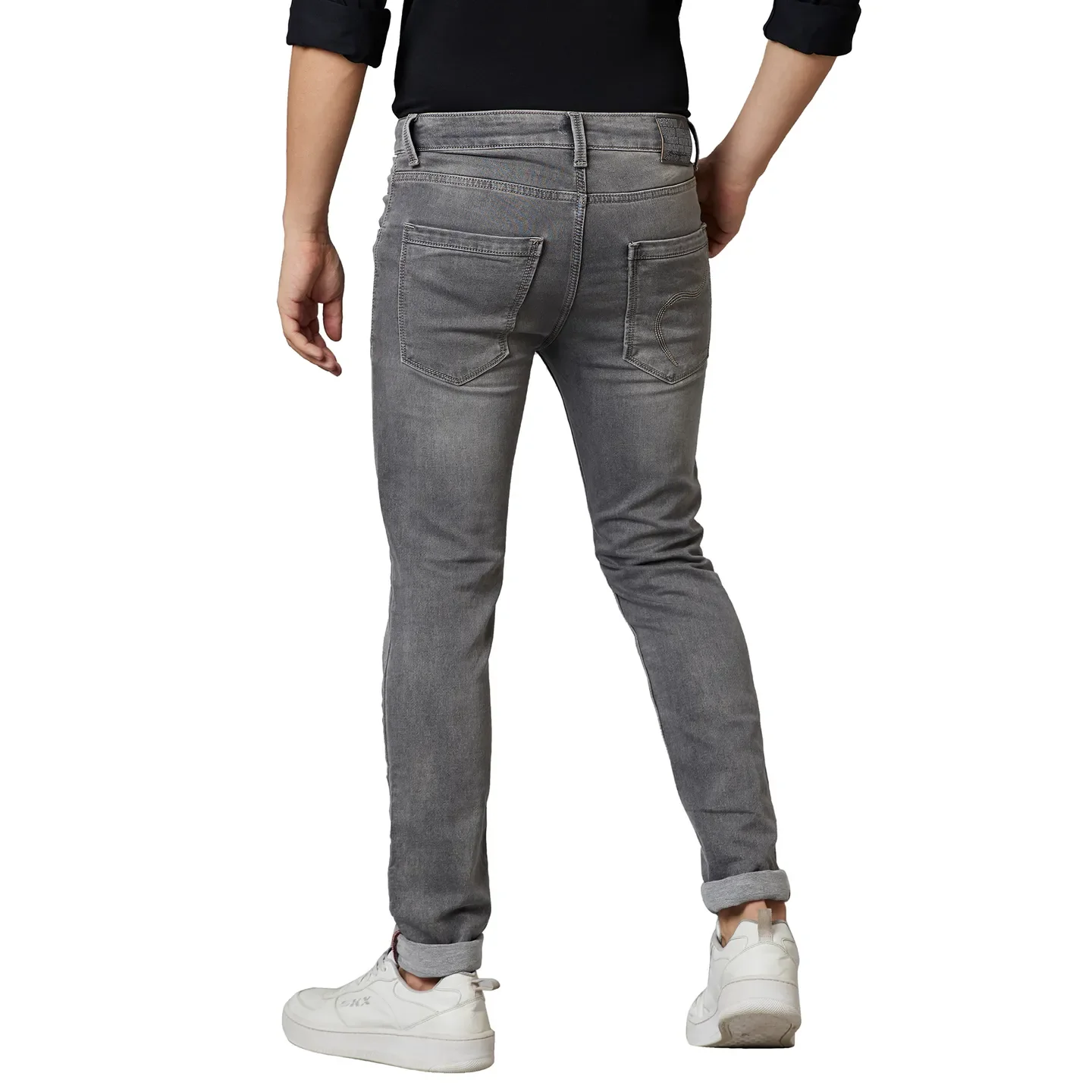 Grey Skinny Fit Denims For Men By Being Human Clothing - Image 2