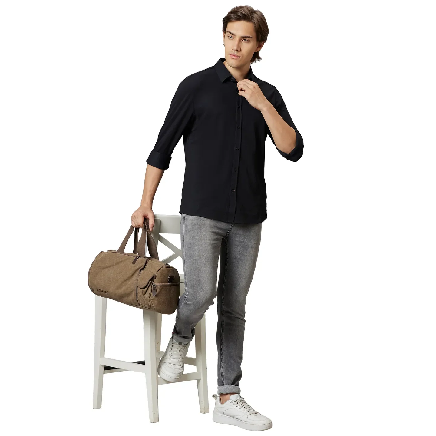 Grey Skinny Fit Denims For Men By Being Human Clothing - Image 5