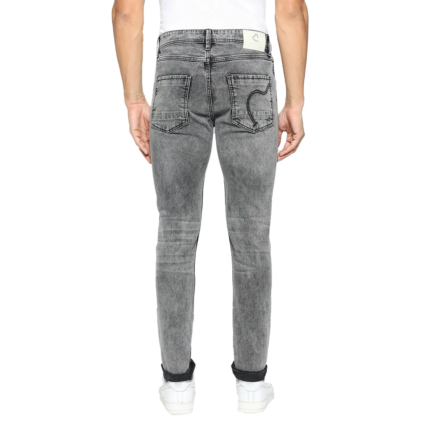 Grey Skinny Straight Fit Men's Denims by Being Human Clothing - Image 4