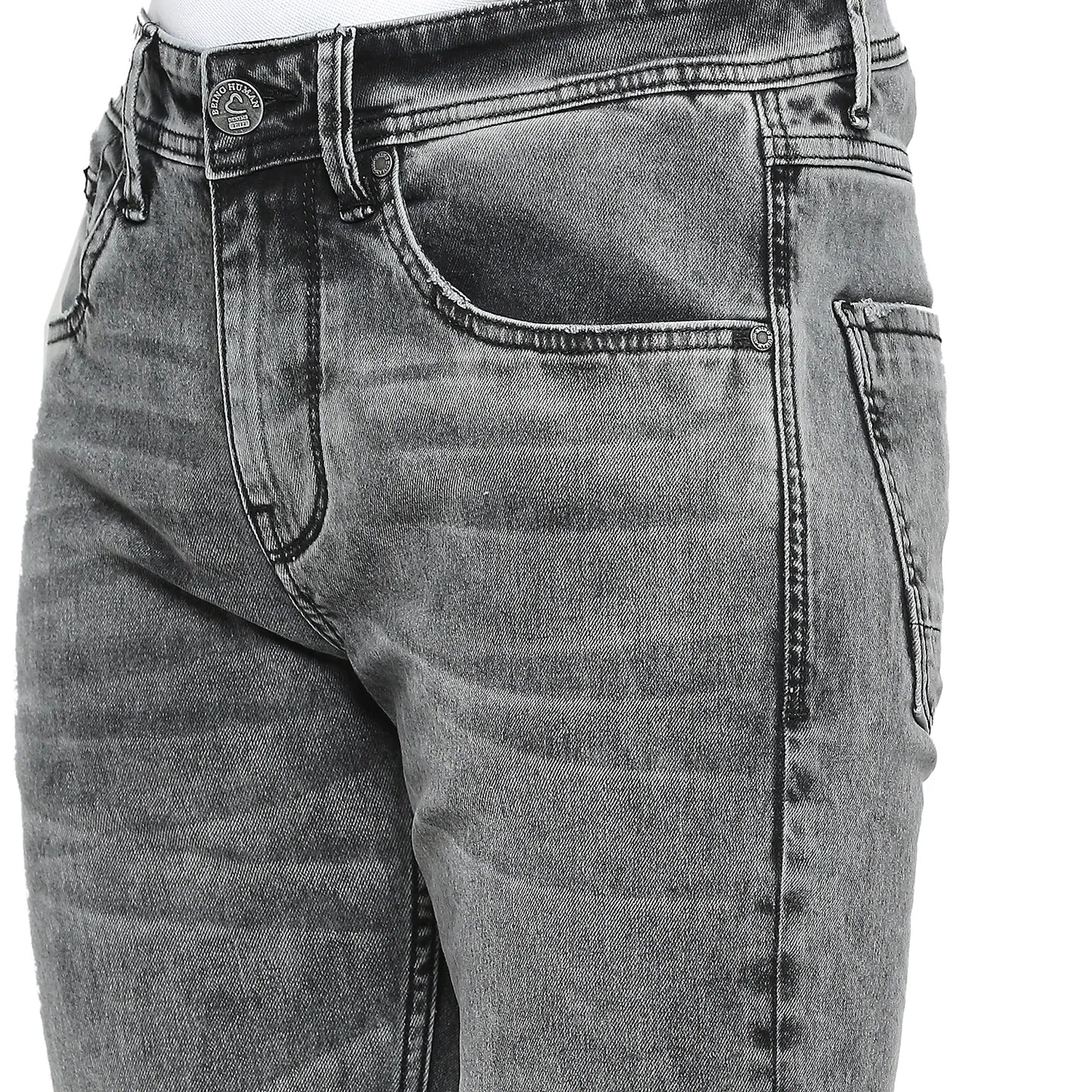 Grey Skinny Straight Fit Men's Denims by Being Human Clothing - Image 5