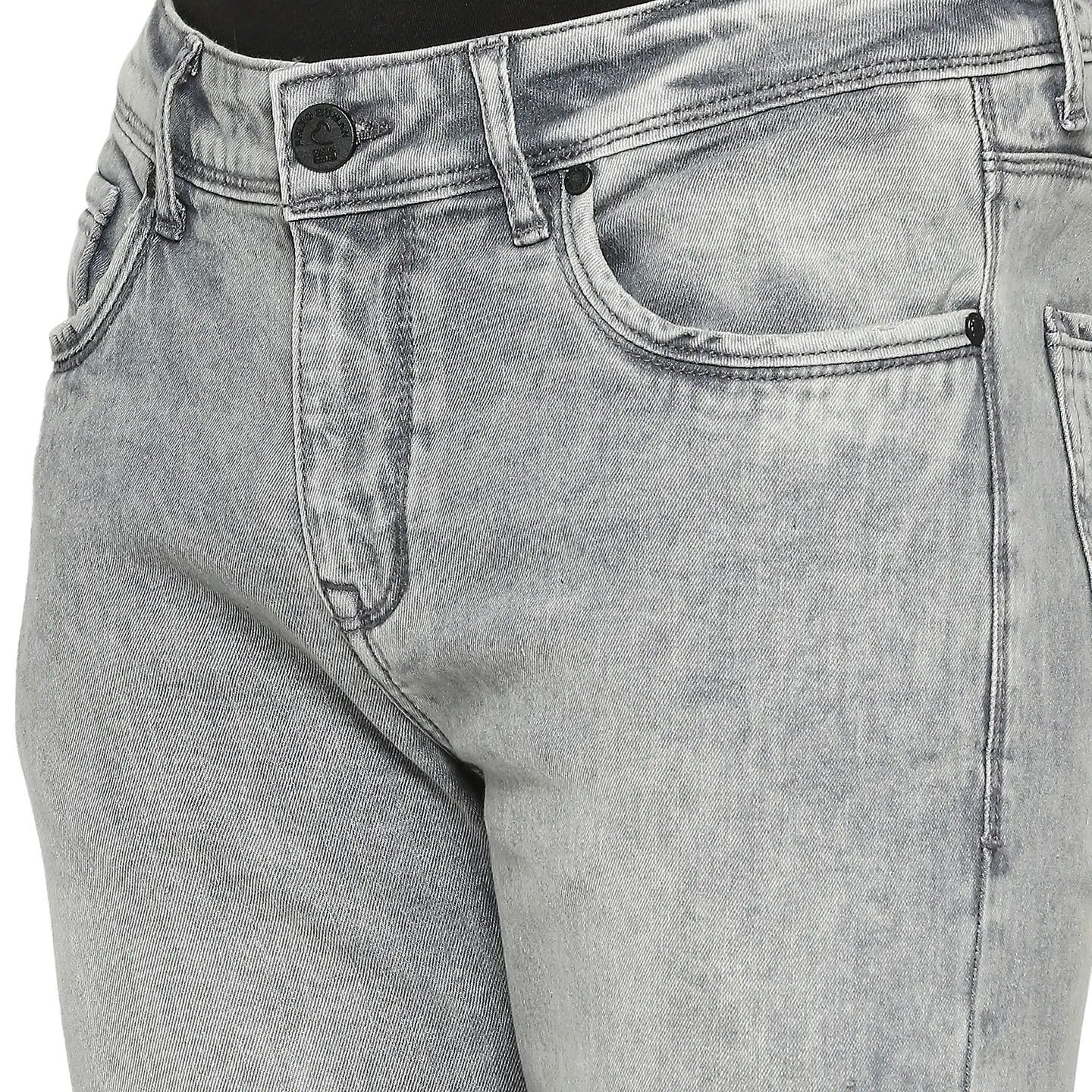 Grey Skinny Fit Denims For Men By Being Human Clothing - Image 5