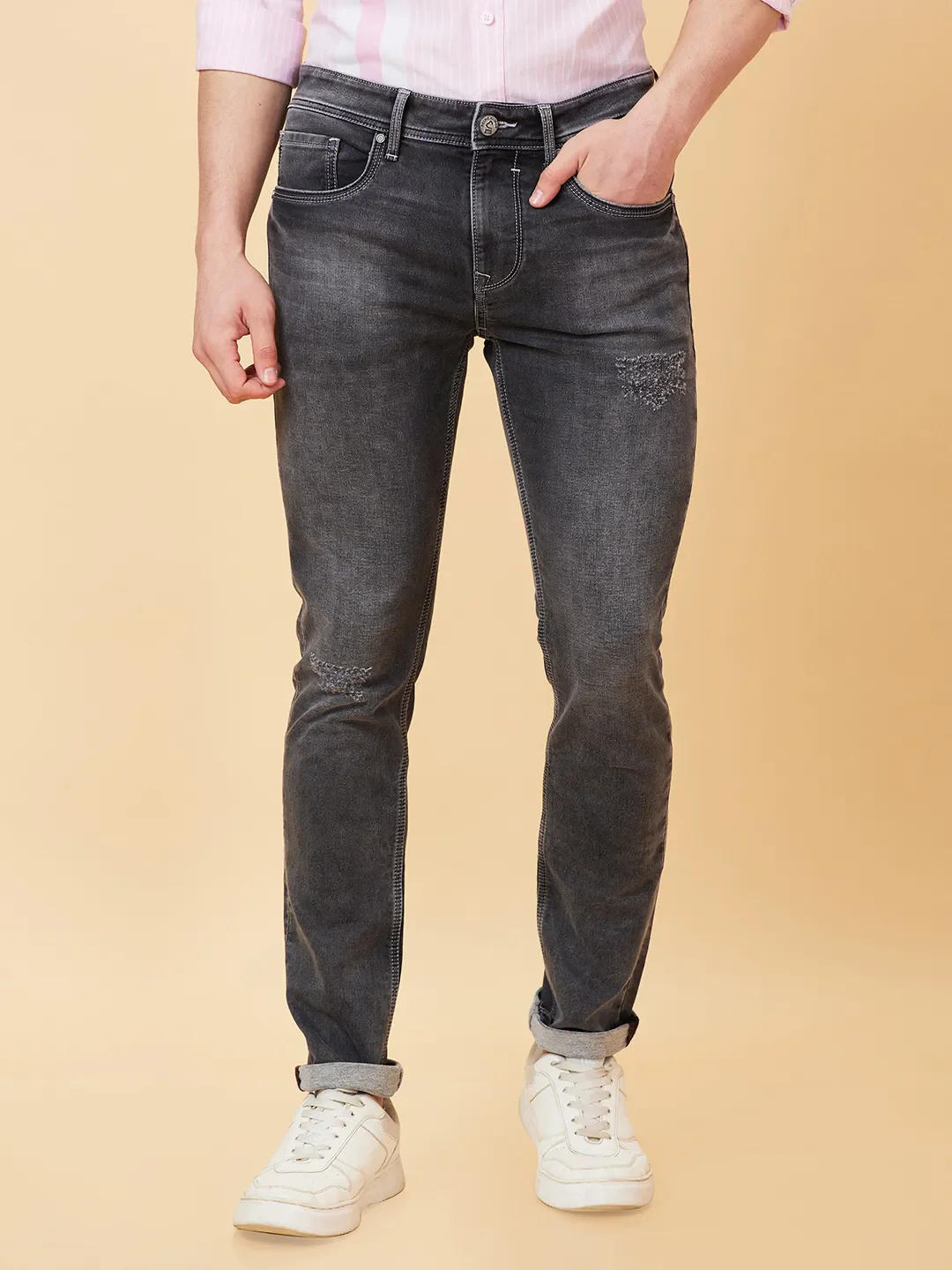 Grey Skinny Fit Men's Denims by Being Human Clothing