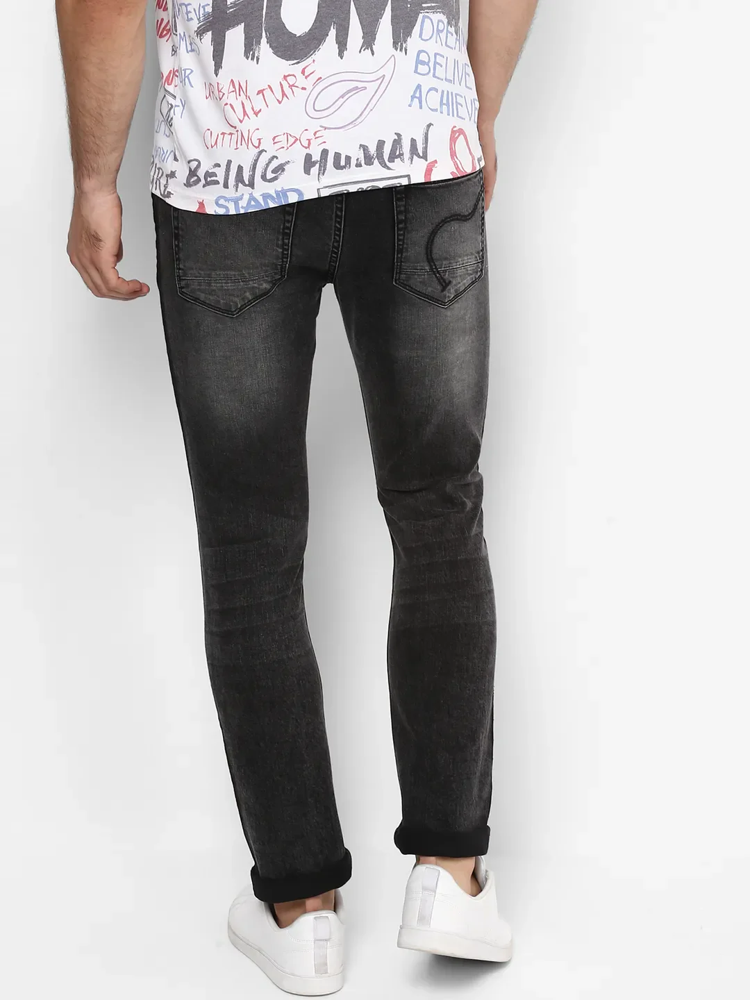 Grey Skinny Straight Fit Men's Denims by Being Human Clothing - Image 3