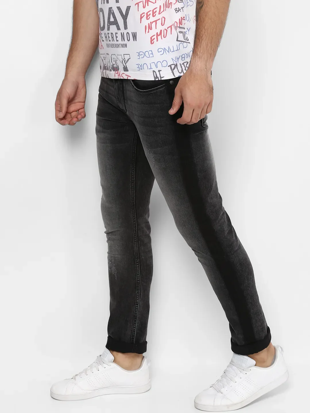 Grey Skinny Straight Fit Men's Denims by Being Human Clothing - Image 4