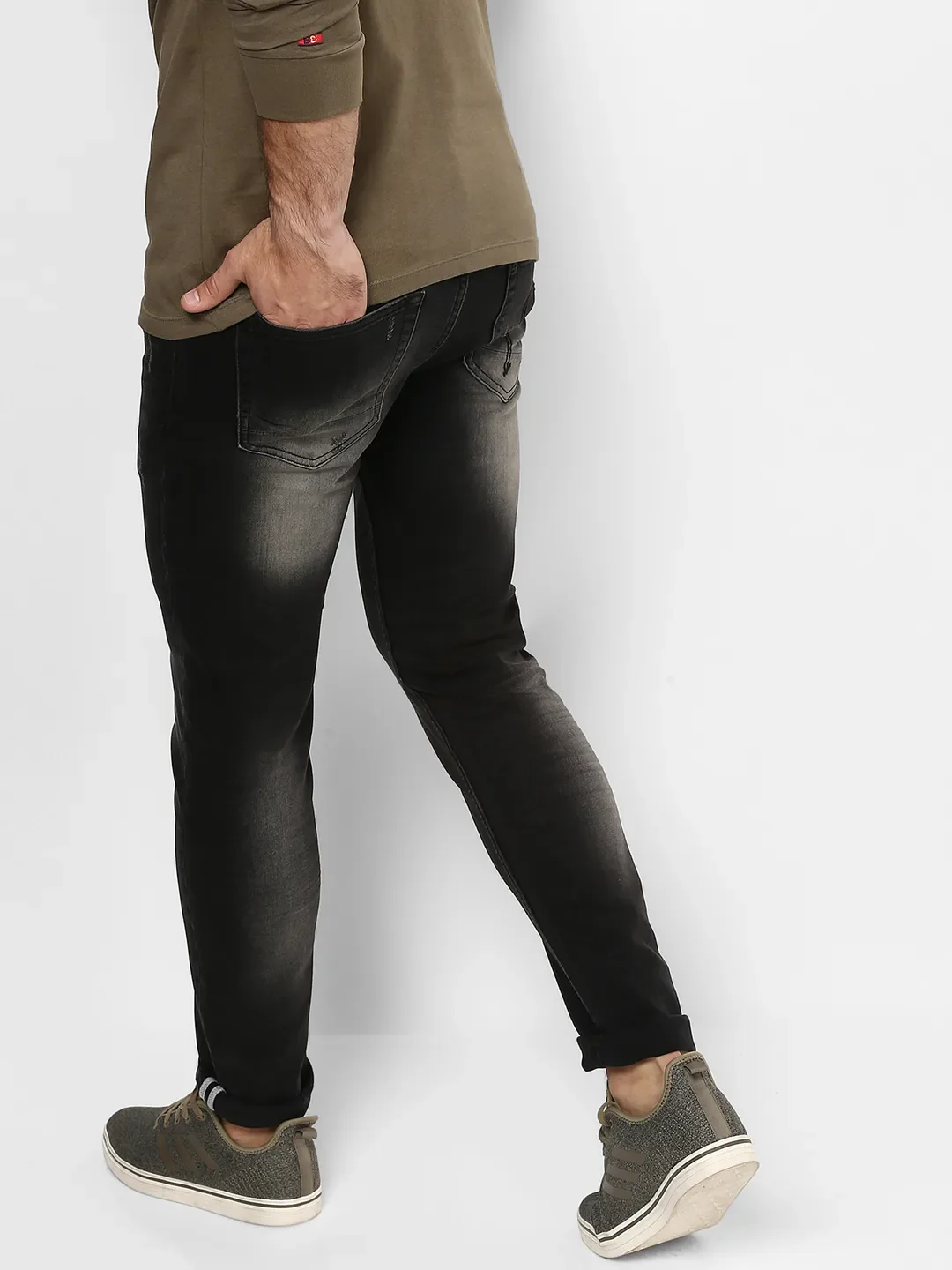 Grey Skinny Straight Fit Men's Denims by Being Human Clothing - Image 3