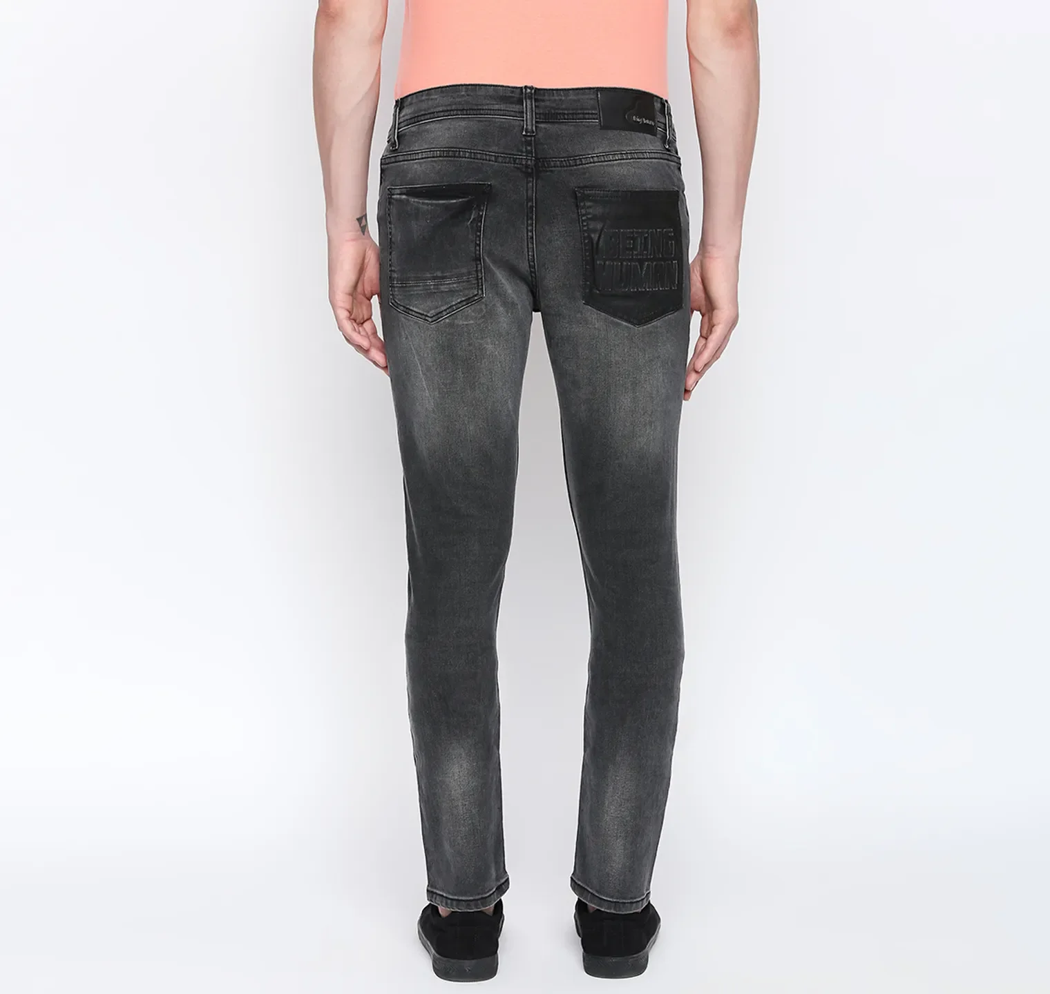 Grey Skinny Straight Fit Men's Denims by Being Human Clothing - Image 4