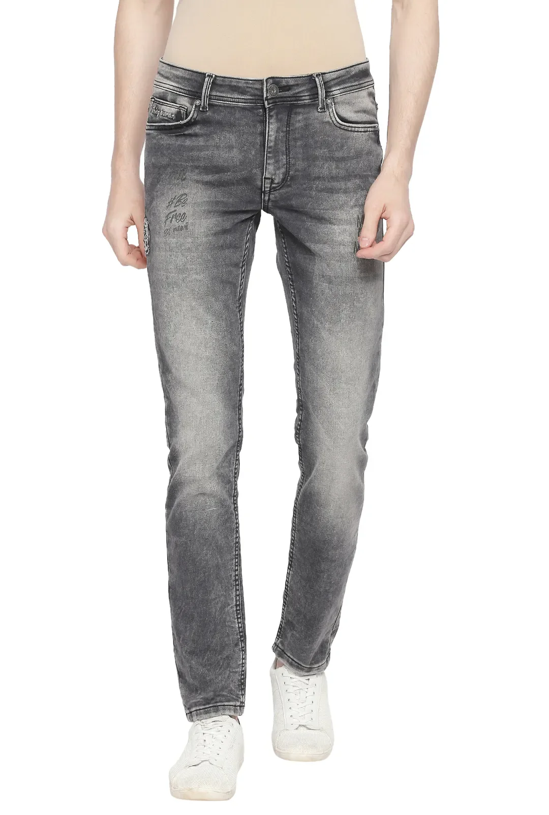 Grey Skinny Straight Fit Men's Denims by Being Human Clothing