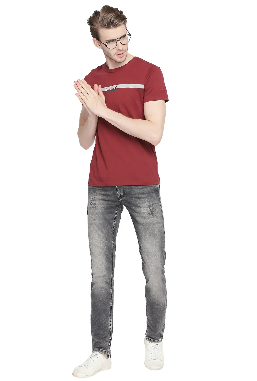 Grey Skinny Straight Fit Men's Denims by Being Human Clothing - Image 5