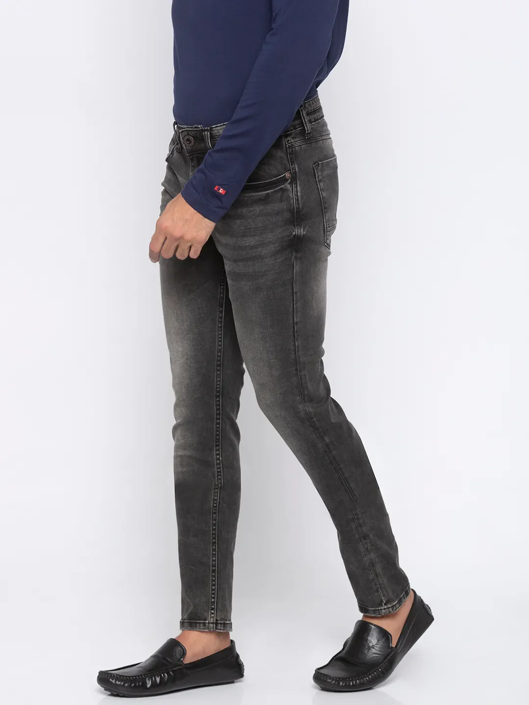 Grey Skinny Straight Fit Men's Denims by Being Human Clothing - Image 2
