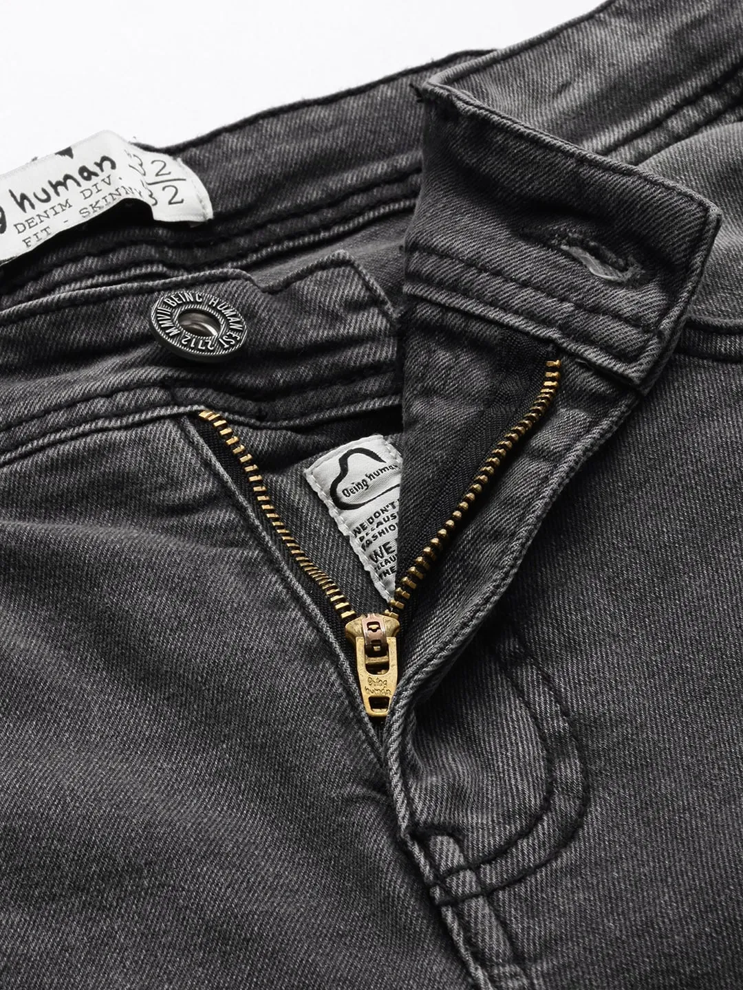 Grey Skinny Straight Fit Men's Denims by Being Human Clothing - Image 4