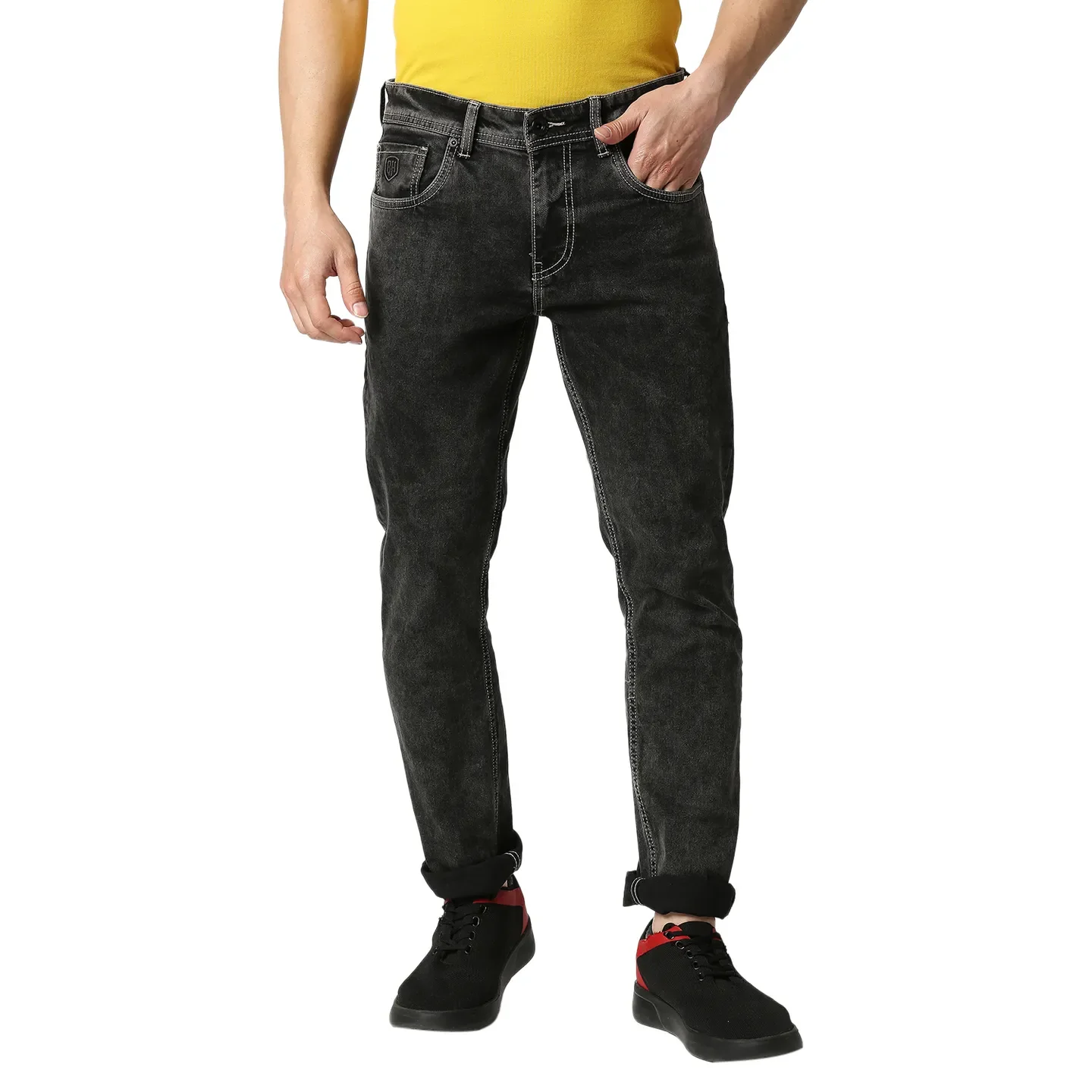 Grey Skinny Straight Fit Men's Denims by Being Human Clothing