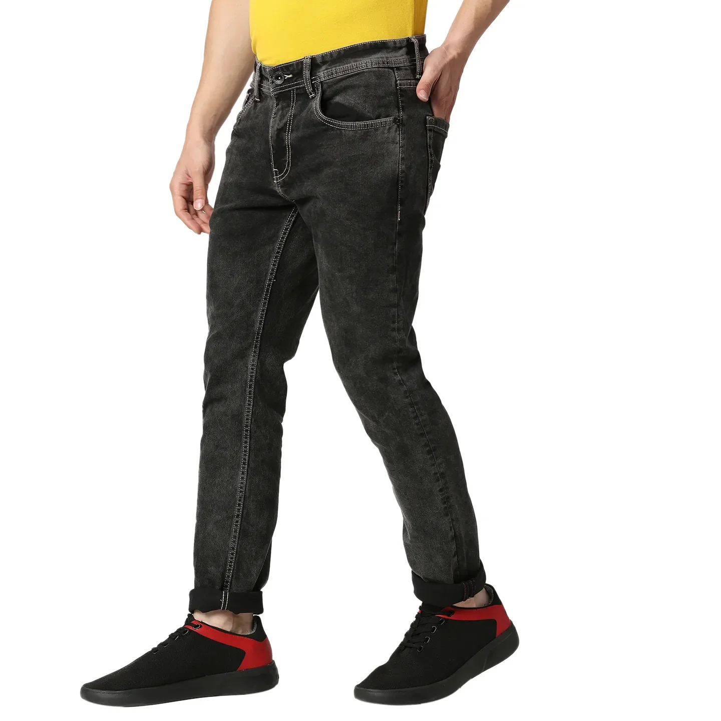 Grey Skinny Straight Fit Men's Denims by Being Human Clothing - Image 2