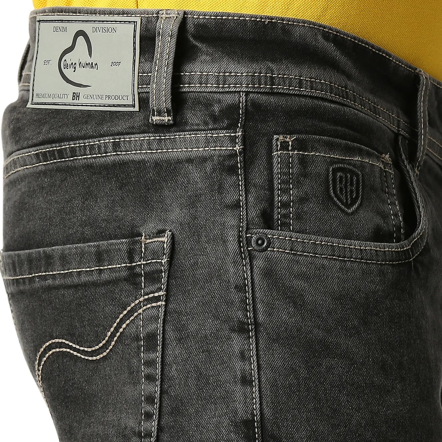 Grey Skinny Straight Fit Men's Denims by Being Human Clothing - Image 4