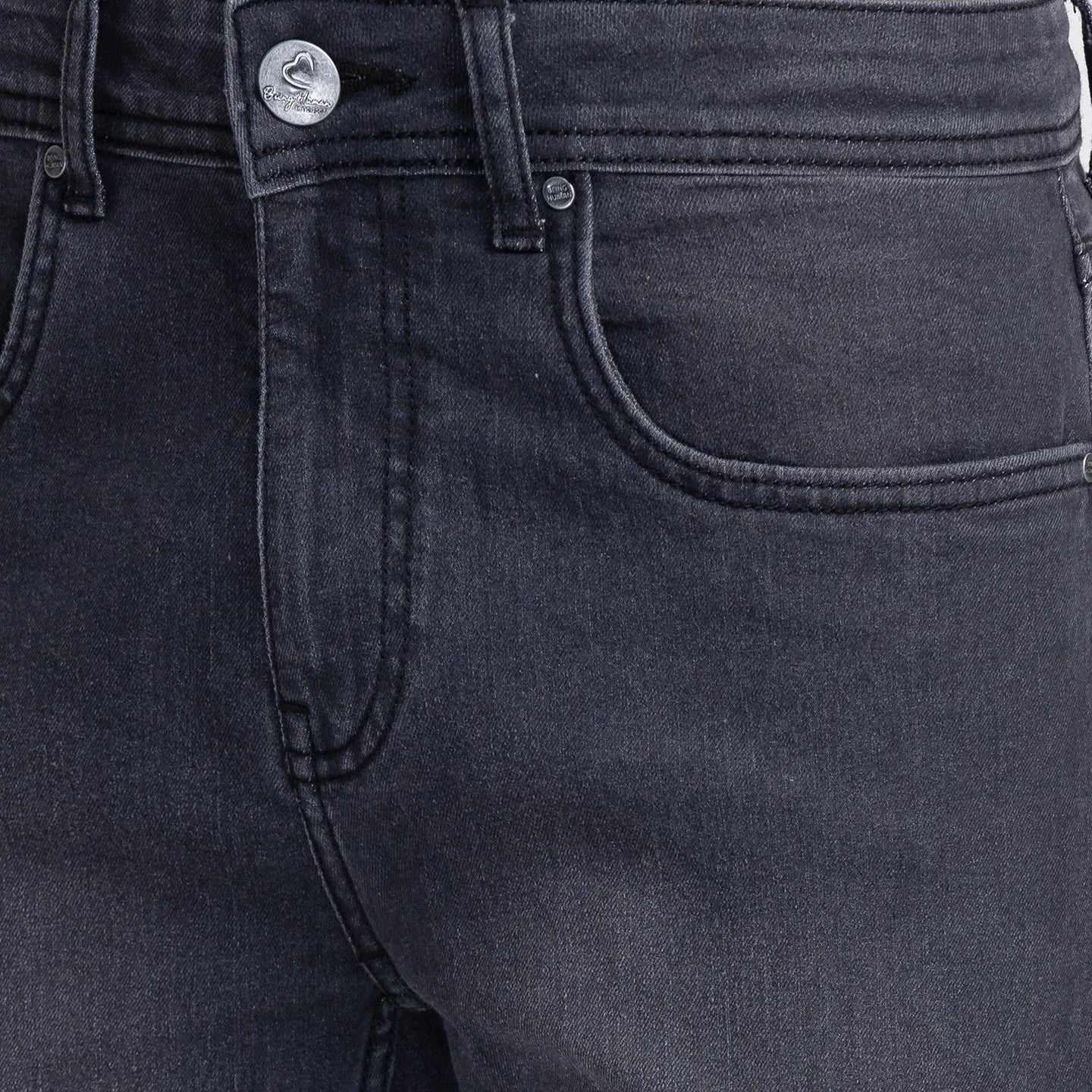 Grey Skinny Straight Fit Men's Denims by Being Human Clothing - Image 5