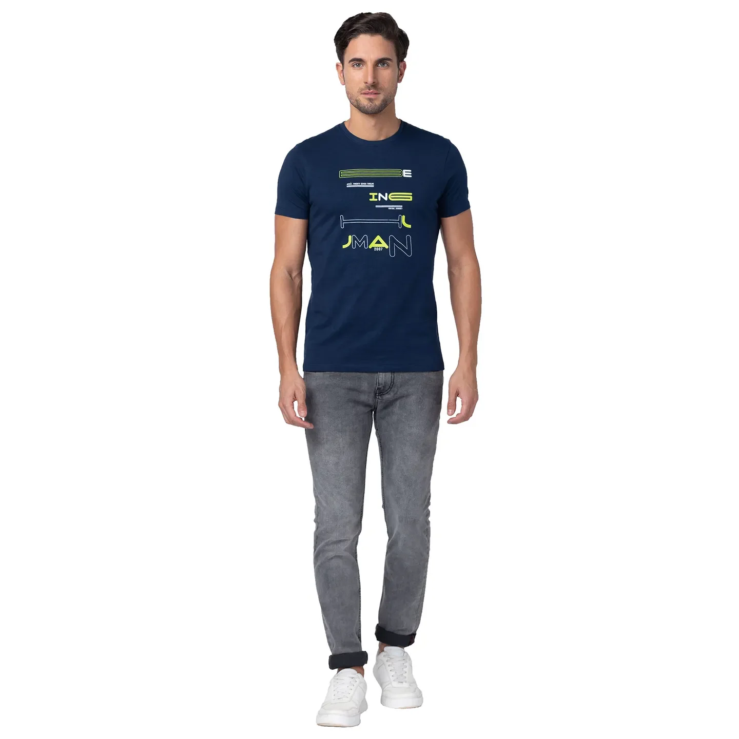 Grey Skinny Straight Fit Men's Denims by Being Human Clothing - Image 5