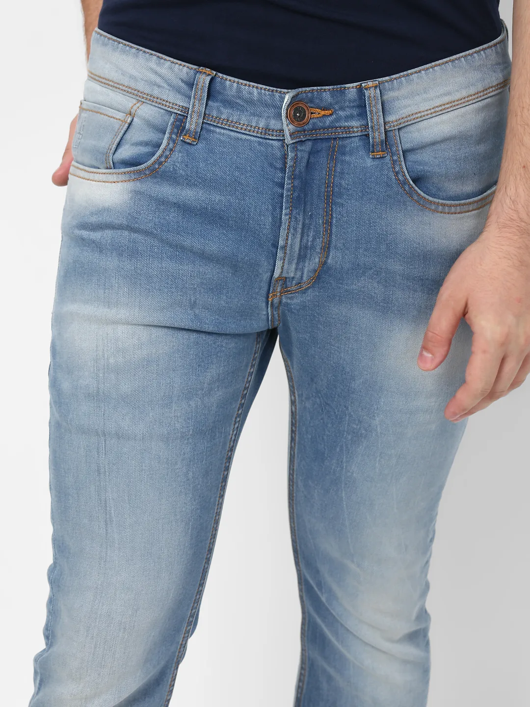 Blue Skinny Straight Fit Men's Denims by Being Human Clothing - Image 5