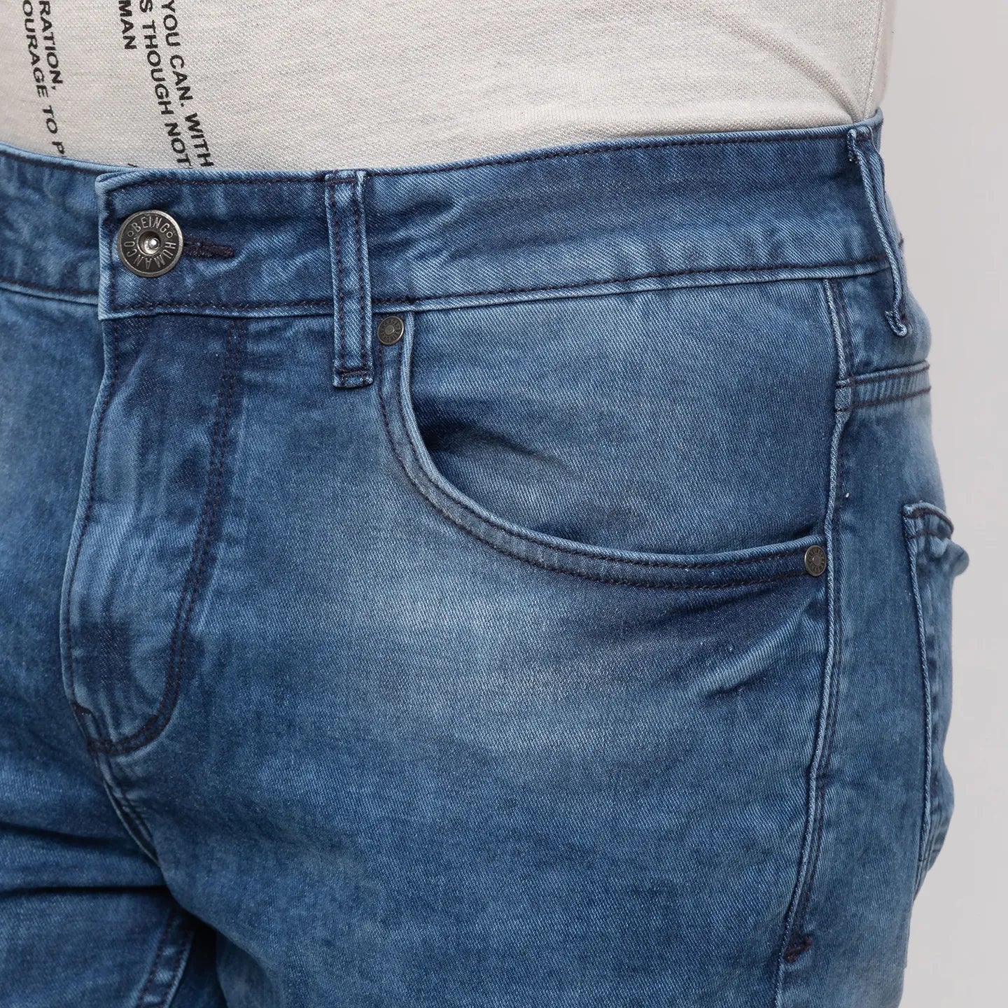 Blue Skinny Straight Fit Men's Denims by Being Human Clothing - Image 4