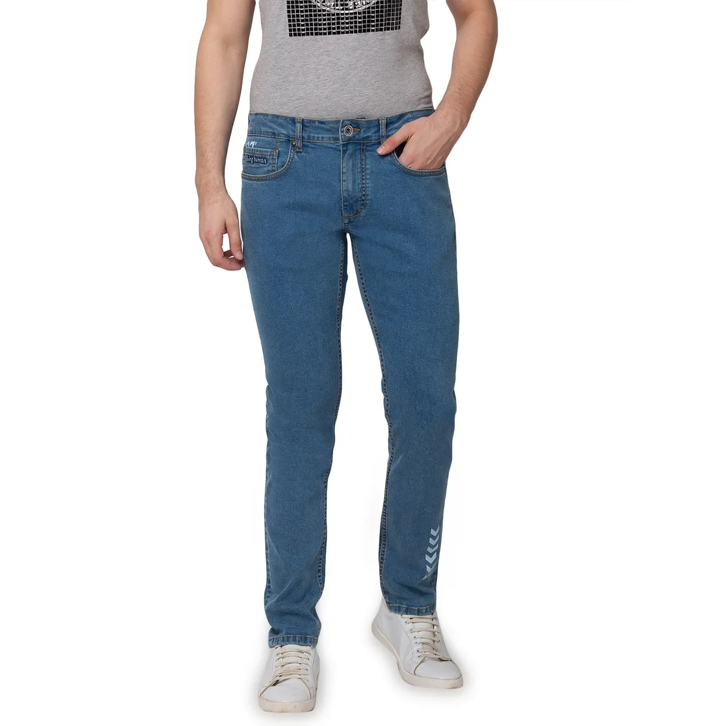 Blue Skinny Straight Fit Men's Denims by Being Human Clothing