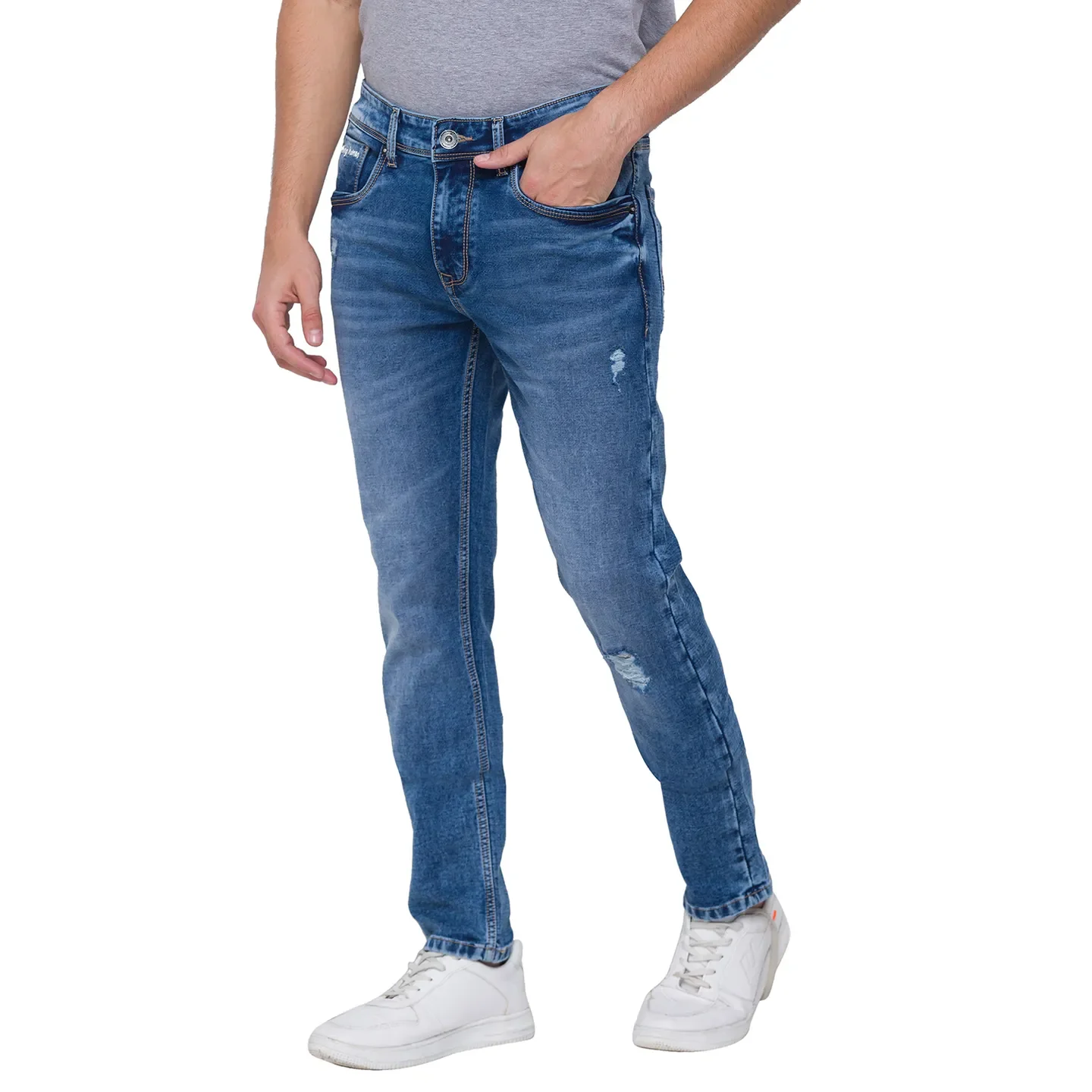 Blue Skinny Straight Fit Men's Denims by Being Human Clothing - Image 3