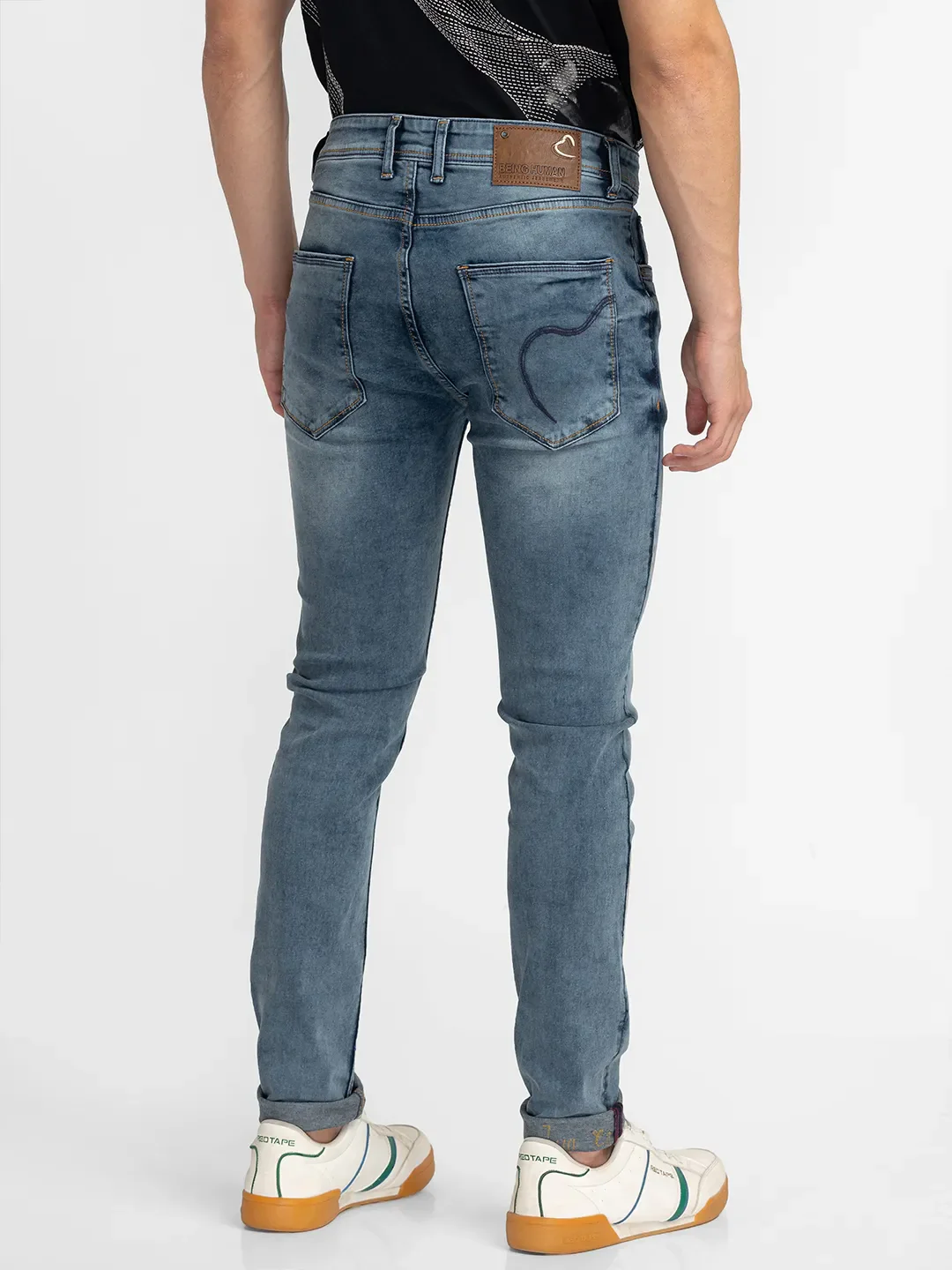 Blue Skinny Straight Fit Men's Denims by Being Human Clothing - Image 3