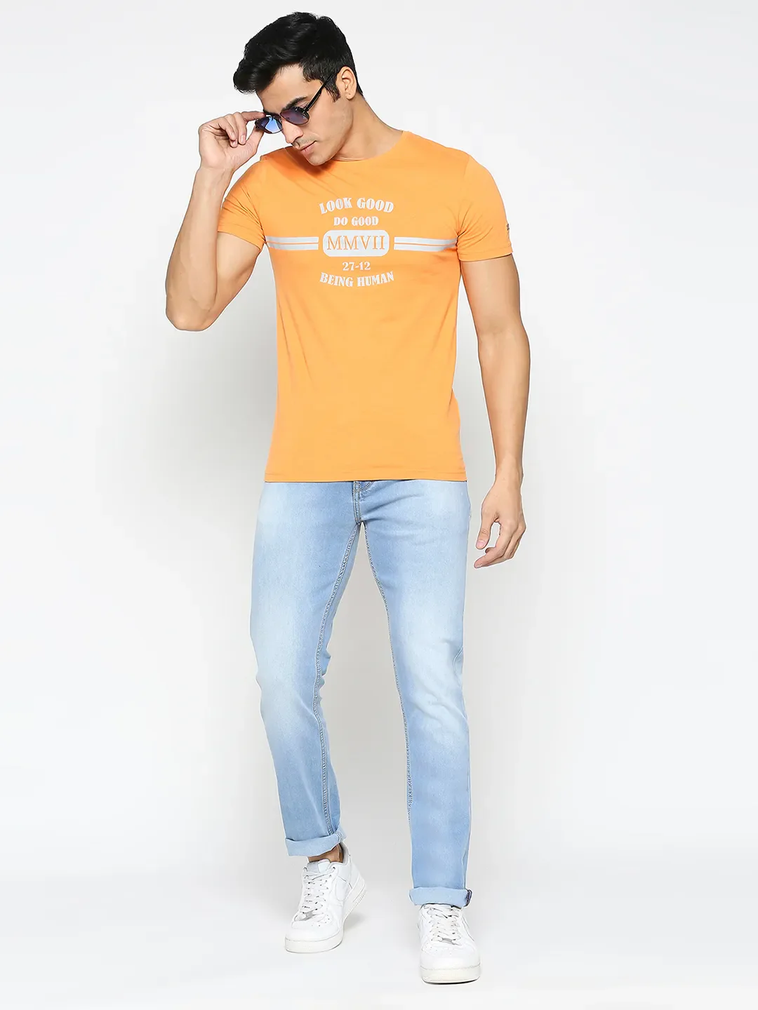 Light Blue Skinny Fit Denims For Men By Being Human Clothing - Image 6