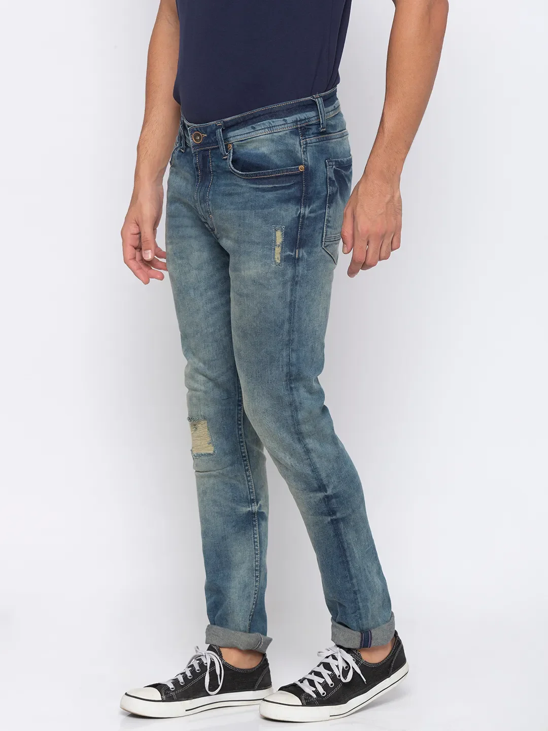 Blue Skinny Straight Fit Men's Denims by Being Human Clothing - Image 2