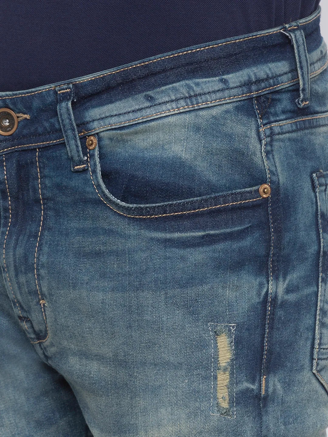 Blue Skinny Straight Fit Men's Denims by Being Human Clothing - Image 4