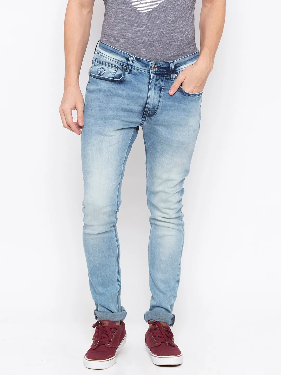 Blue Skinny Straight Fit Men's Denims by Being Human Clothing