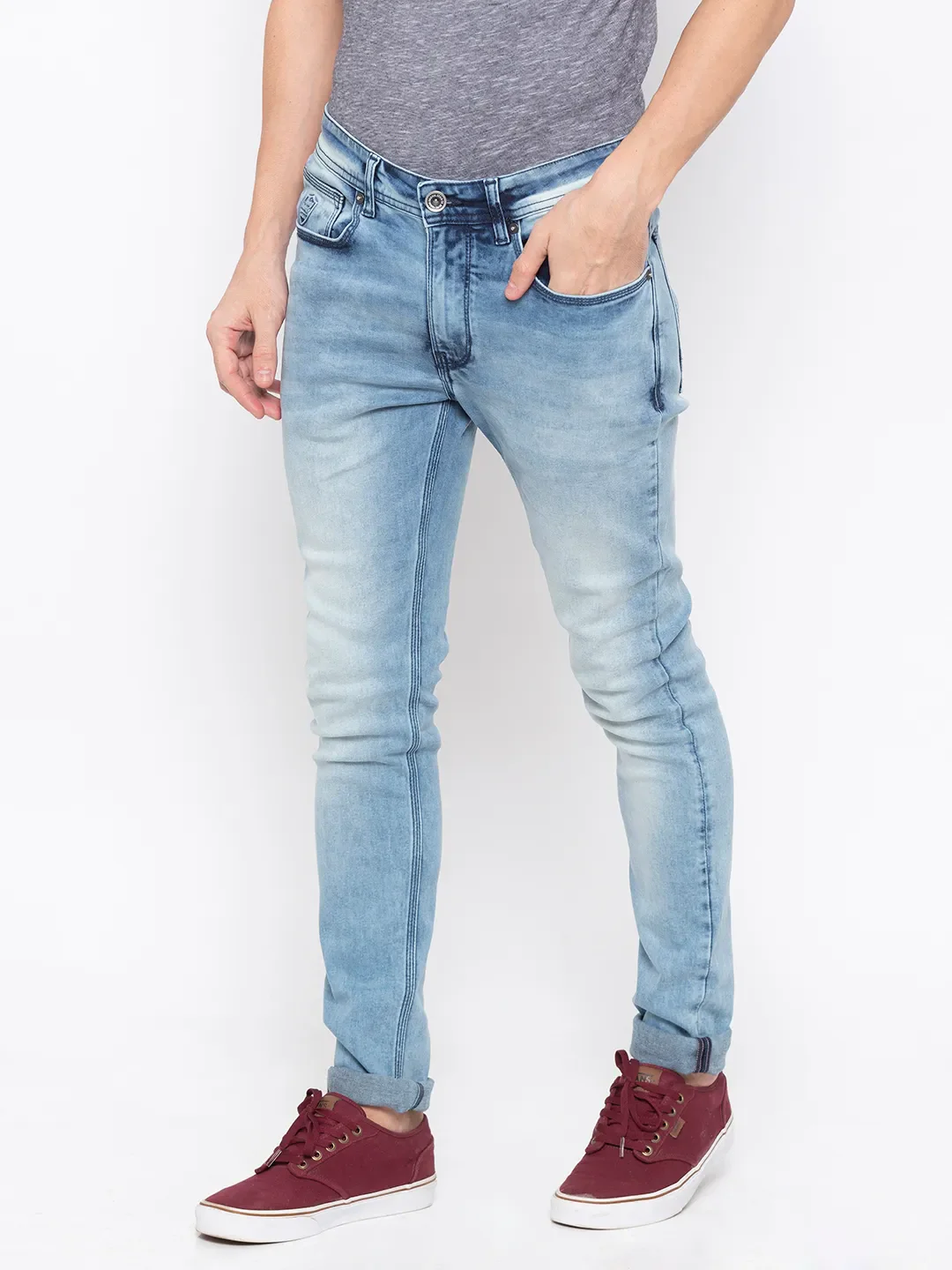 Blue Skinny Straight Fit Men's Denims by Being Human Clothing - Image 2