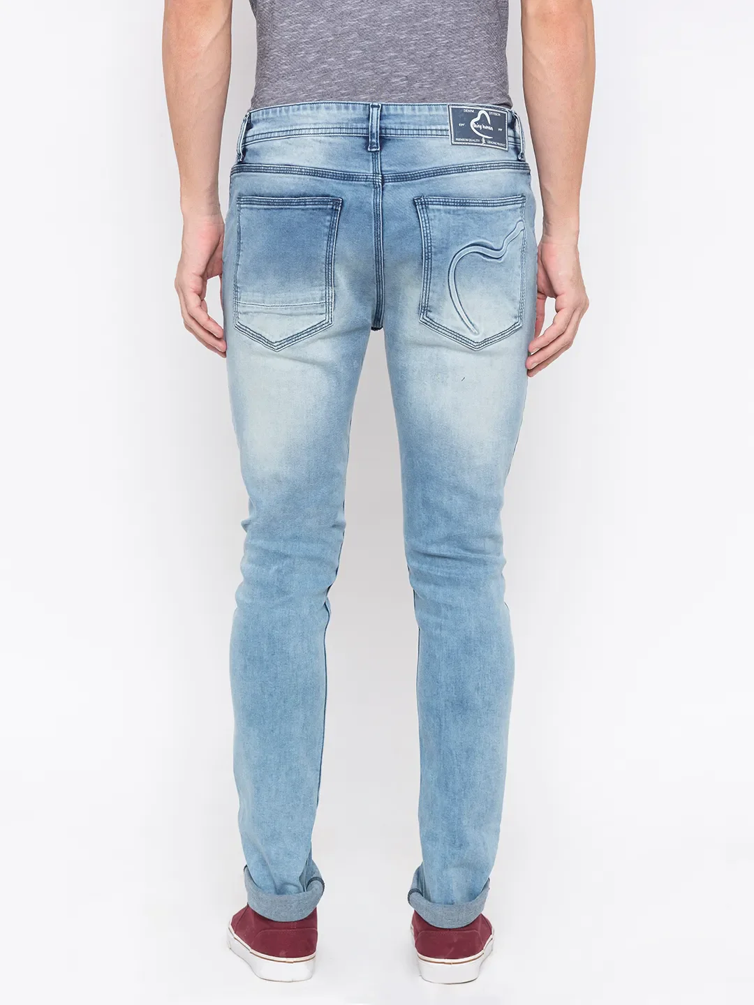 Blue Skinny Straight Fit Men's Denims by Being Human Clothing - Image 3