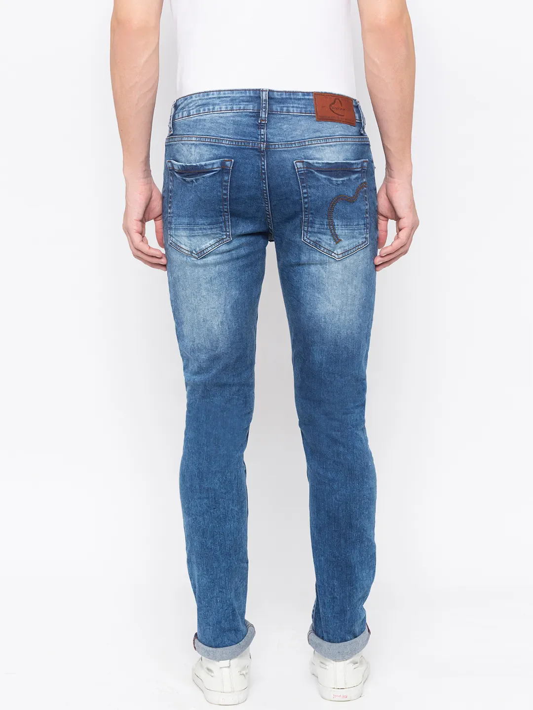 Blue Skinny Straight Fit Men's Denims by Being Human Clothing - Image 3