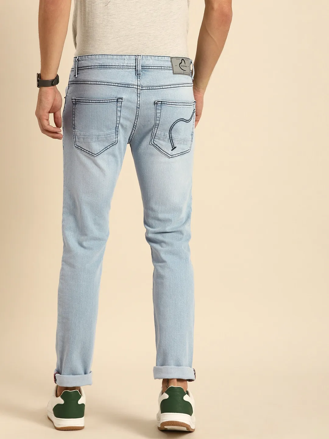 Blue Skinny Straight Fit Men's Denims by Being Human Clothing - Image 3