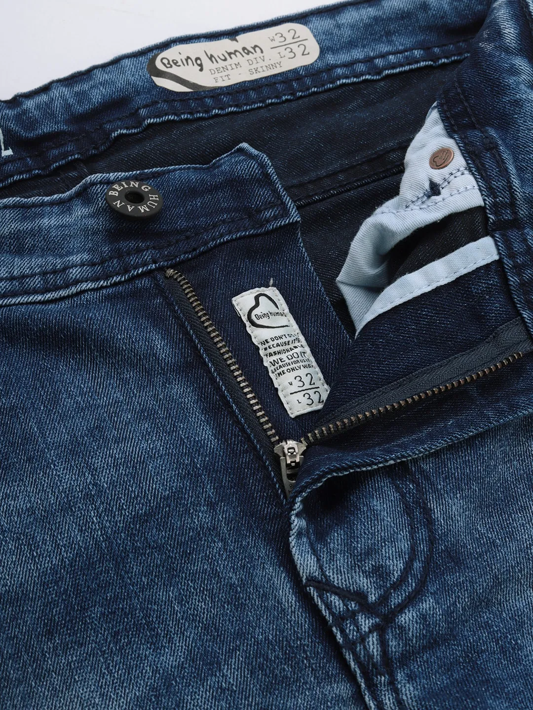 Blue Skinny Straight Fit Men's Denims by Being Human Clothing - Image 4