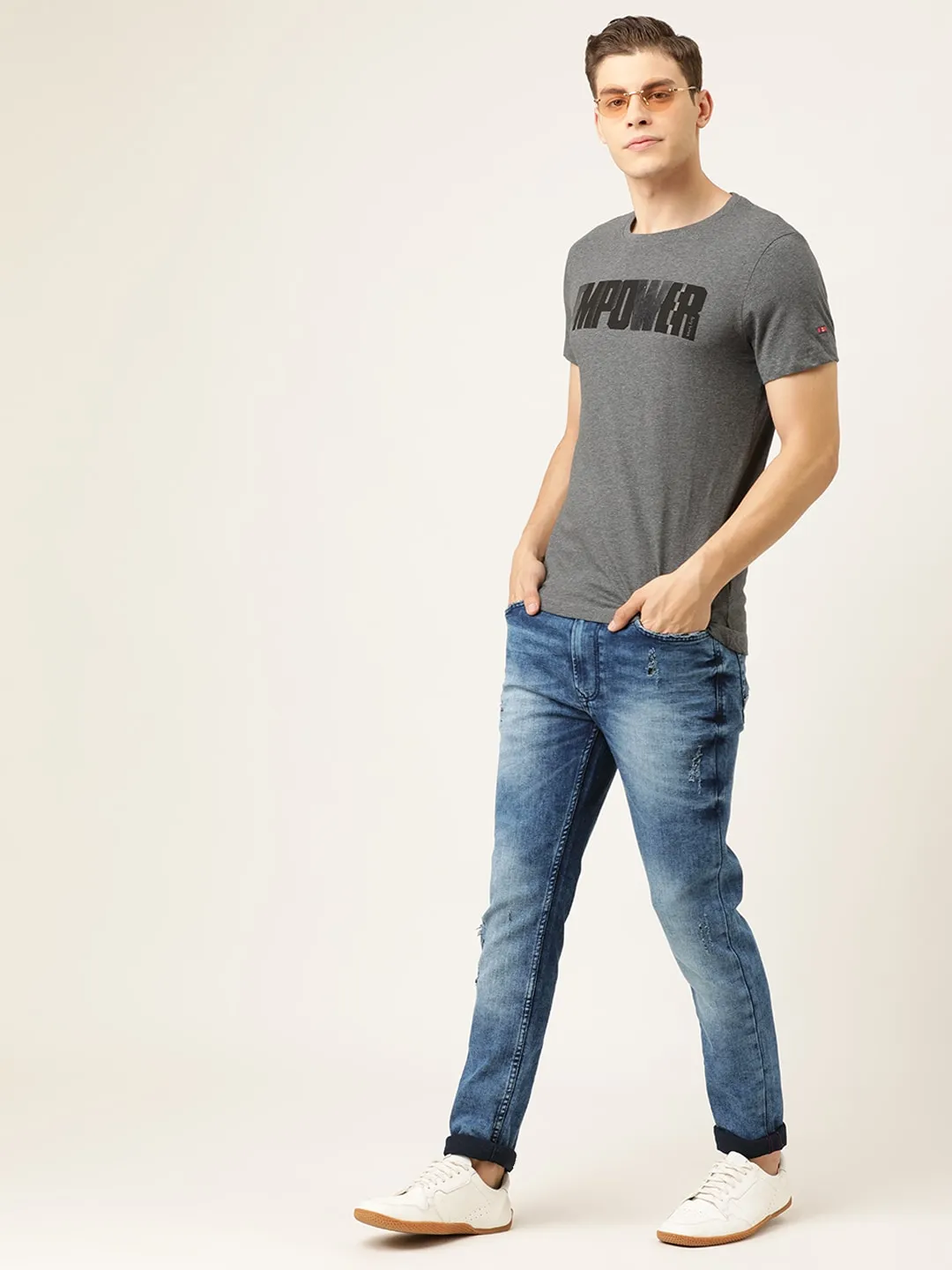 Blue Skinny Straight Fit Men's Denims by Being Human Clothing - Image 5