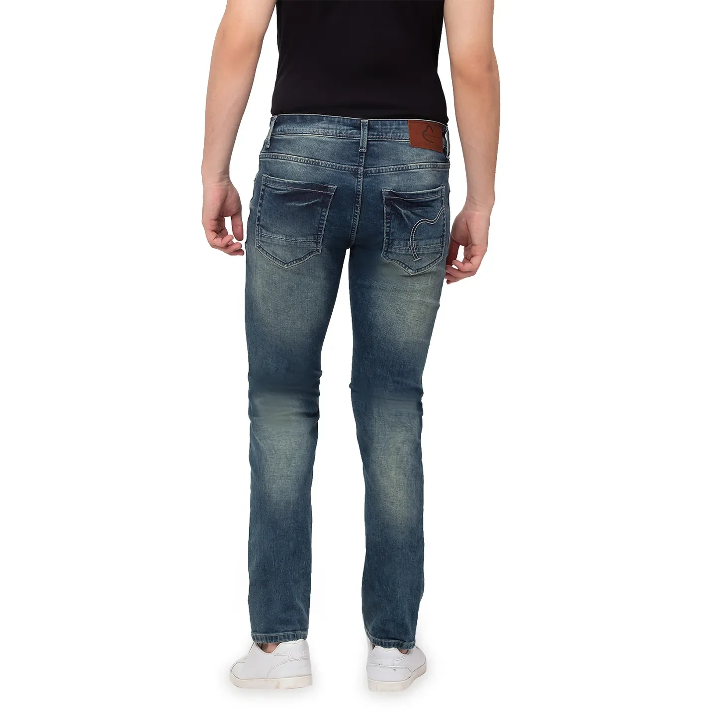 Blue Skinny Straight Fit Men's Denims by Being Human Clothing - Image 4