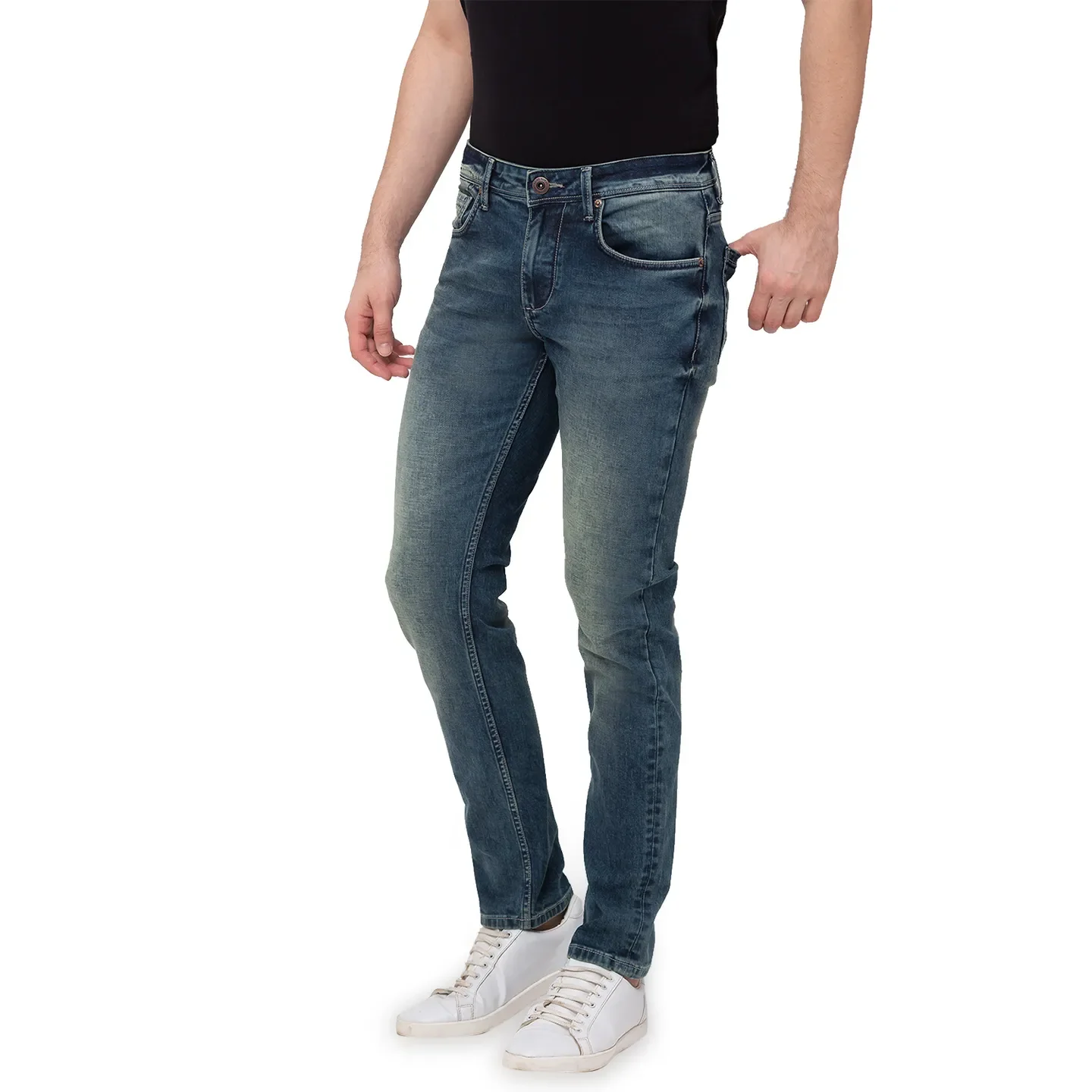 Blue Skinny Straight Fit Men's Denims by Being Human Clothing - Image 5