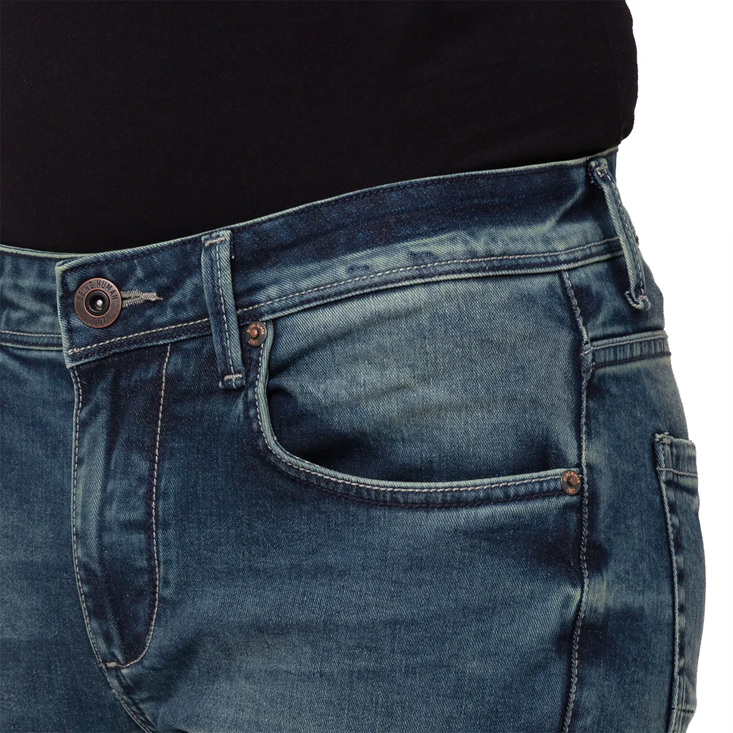 Blue Skinny Straight Fit Men's Denims by Being Human Clothing - Image 6
