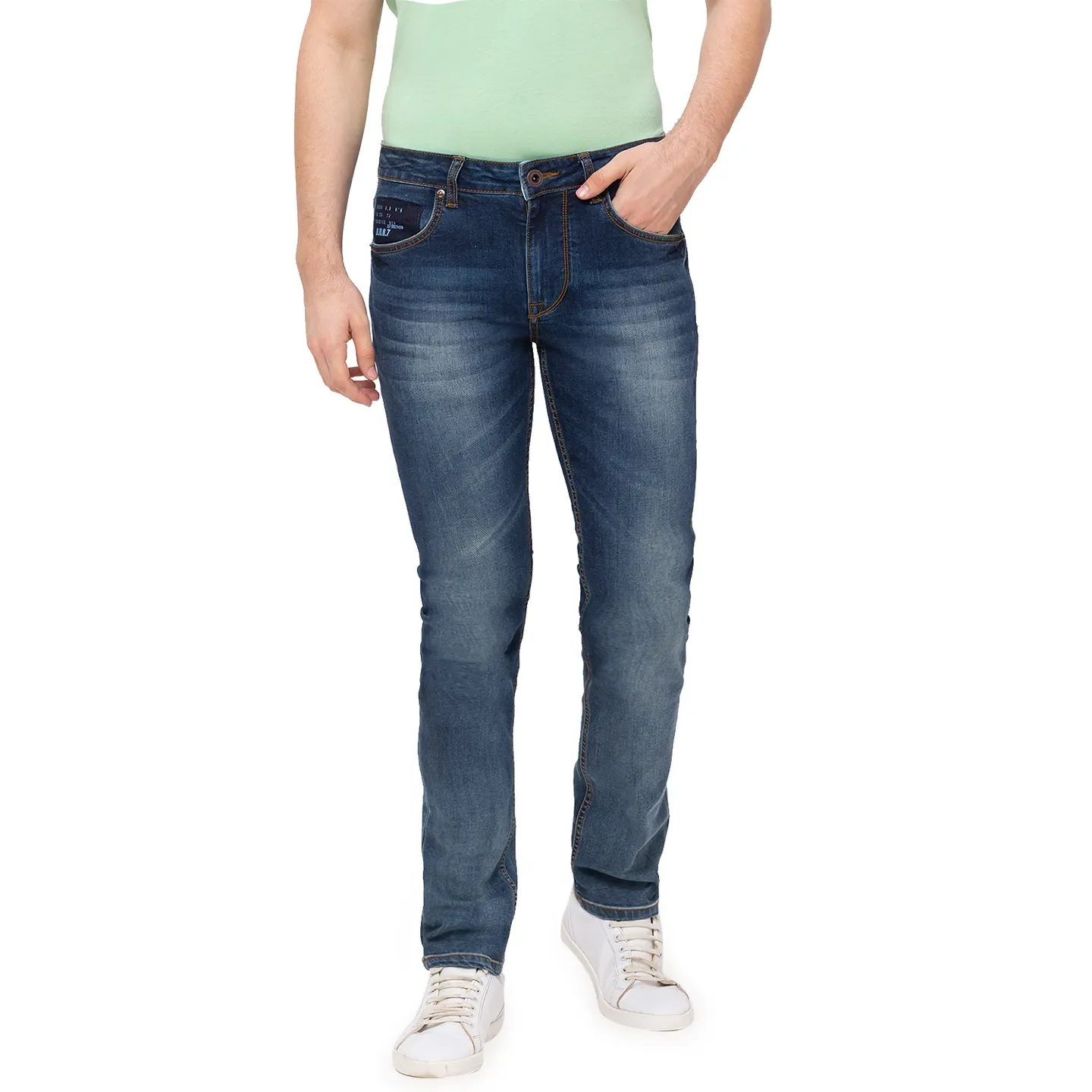 Blue Skinny Straight Fit Men's Denims by Being Human Clothing