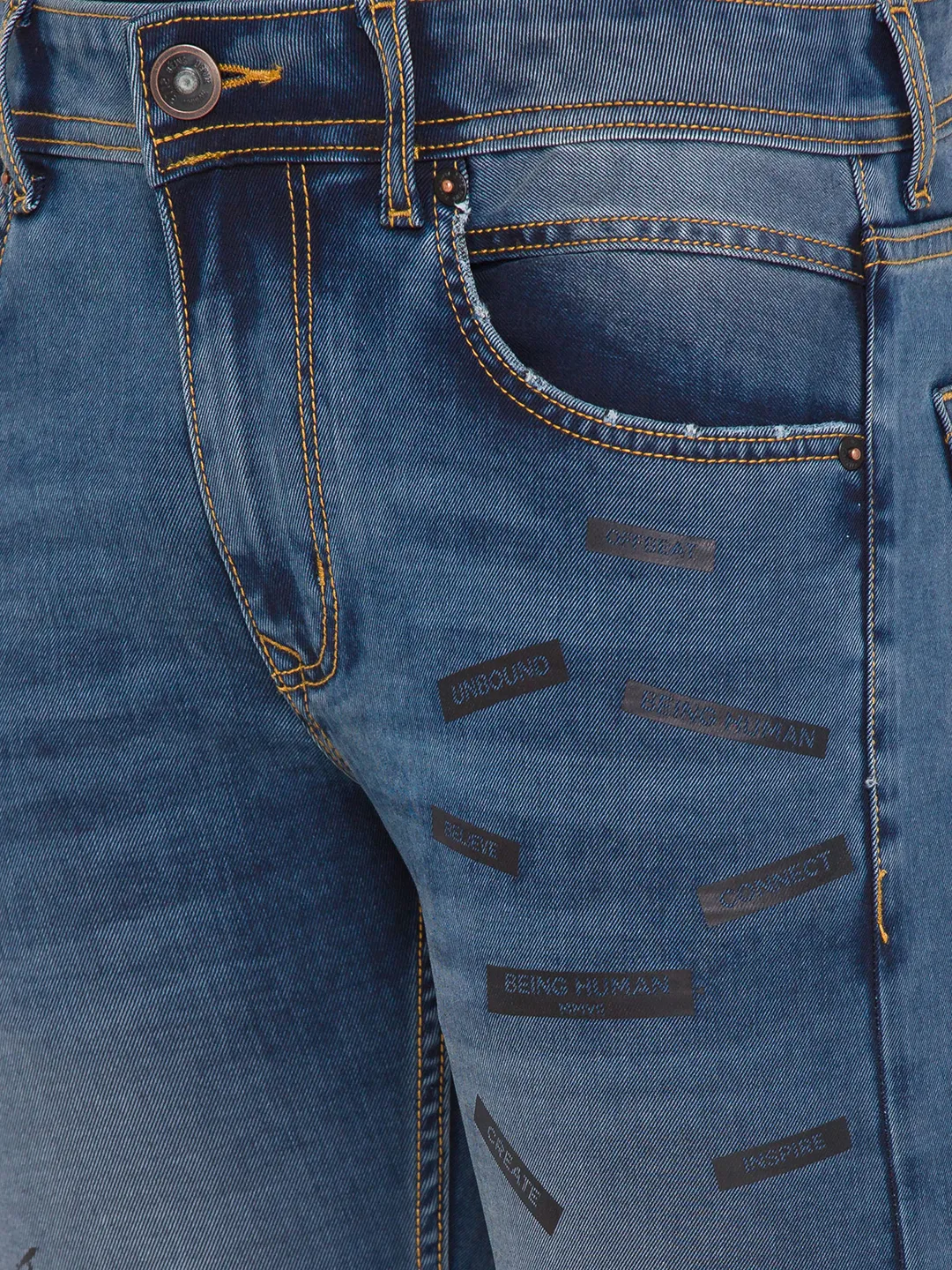 Blue Skinny Straight Fit Men's Denims by Being Human Clothing - Image 5