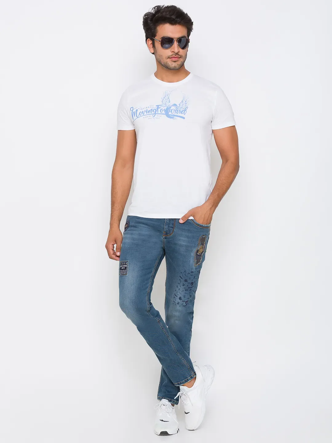 Blue Skinny Straight Fit Men's Denims by Being Human Clothing - Image 5