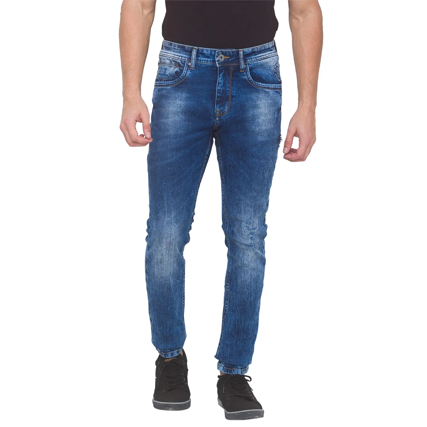 Blue Skinny Straight Fit Men's Denims by Being Human Clothing - Image 4