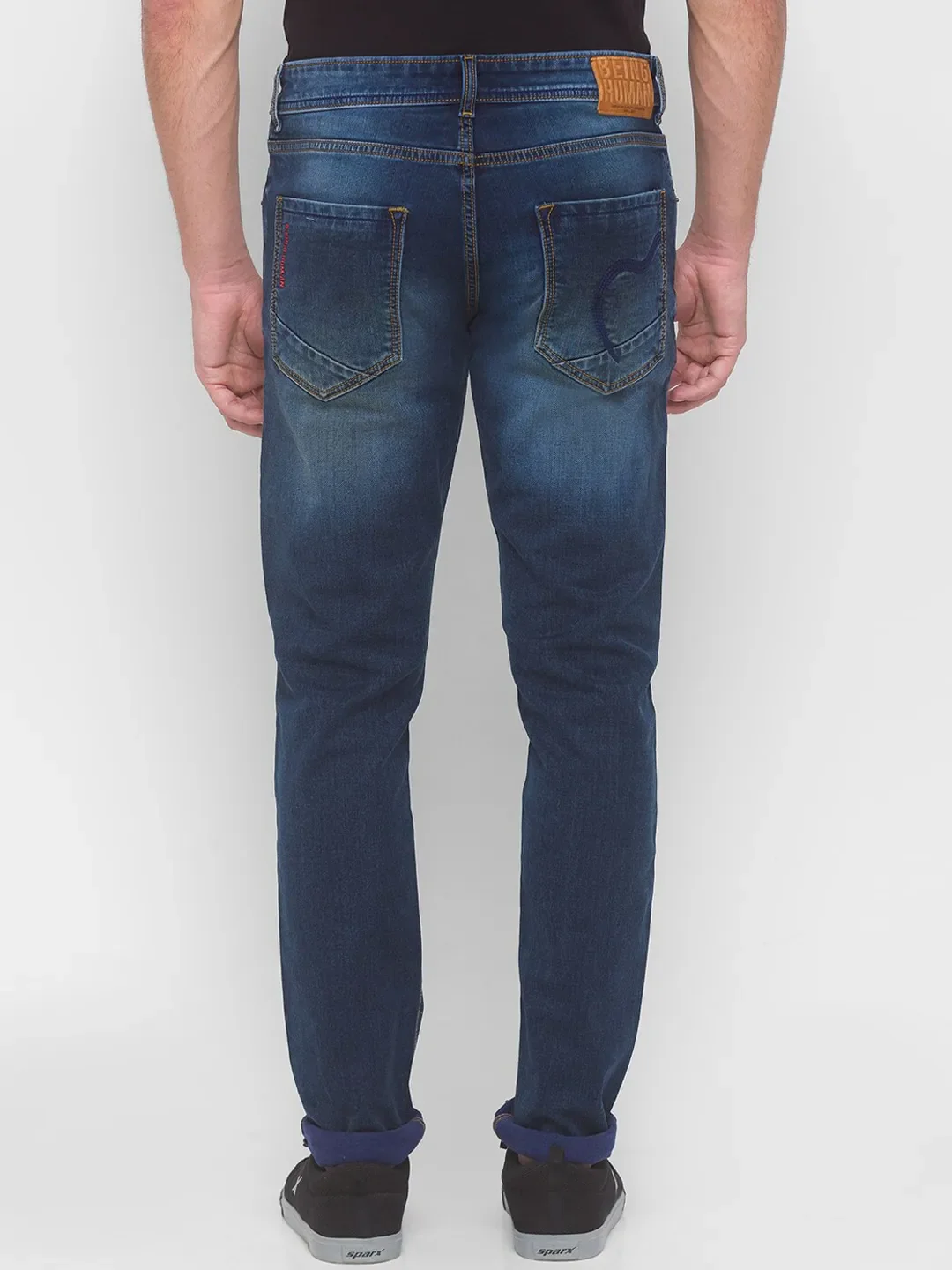 Blue Skinny Straight Fit Men's Denims by Being Human Clothing - Image 3