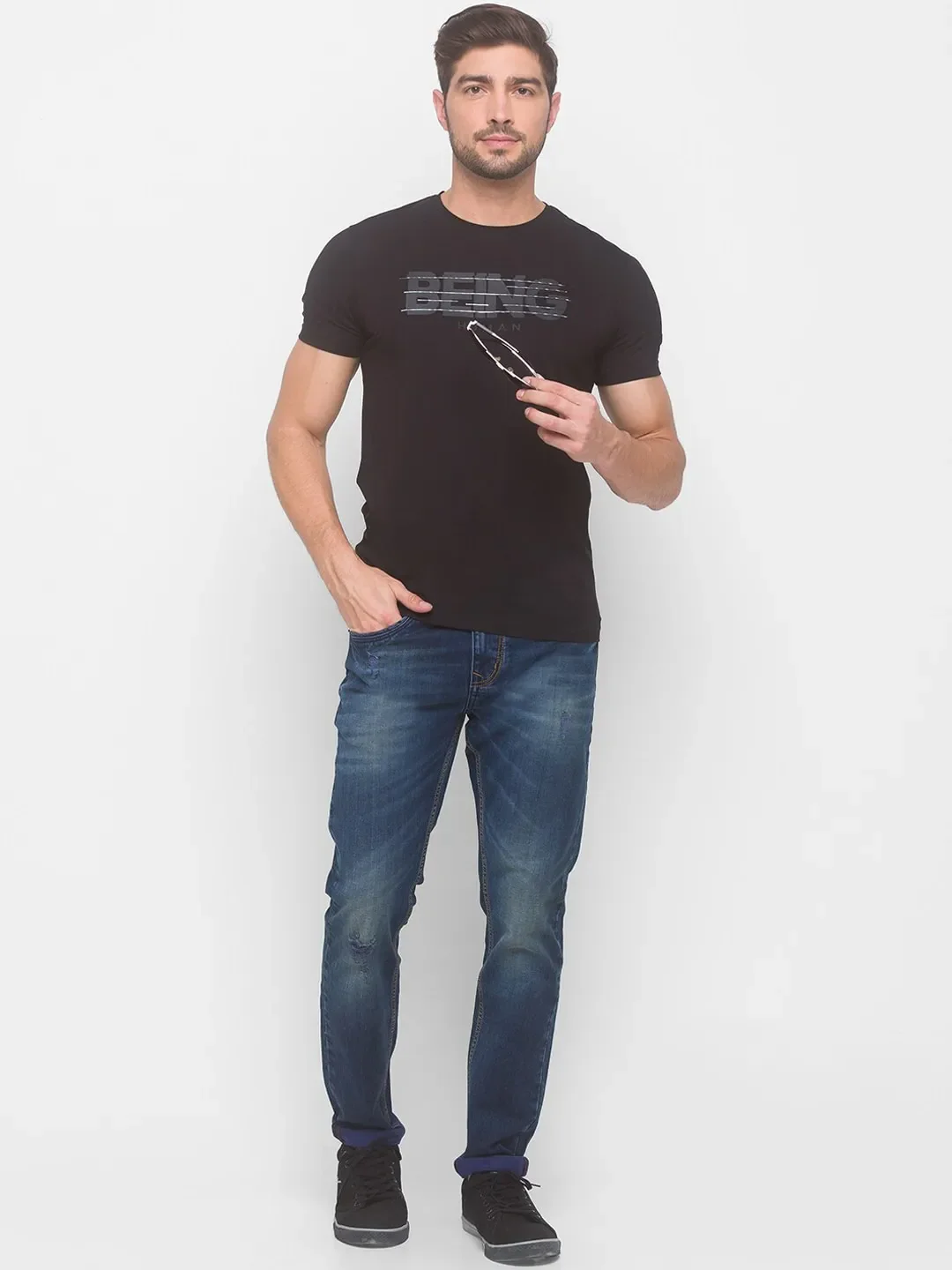Blue Skinny Straight Fit Men's Denims by Being Human Clothing - Image 5
