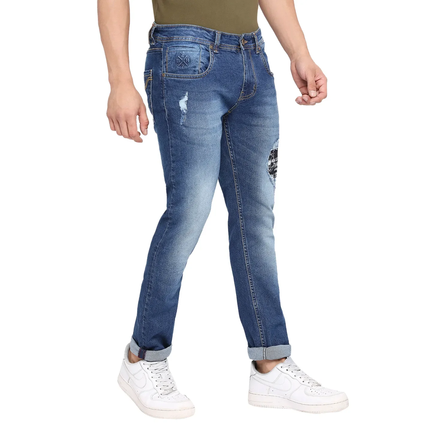 Blue Skinny Fit Denims For Men By Being Human Clothing - Image 3