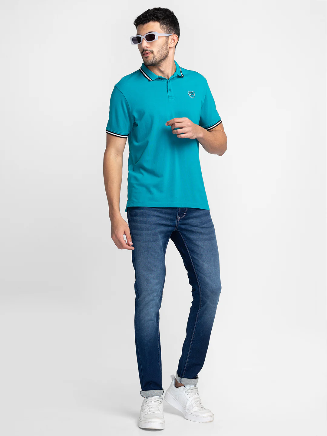 Blue Skinny Fit Denims For Men By Being Human Clothing - Image 6